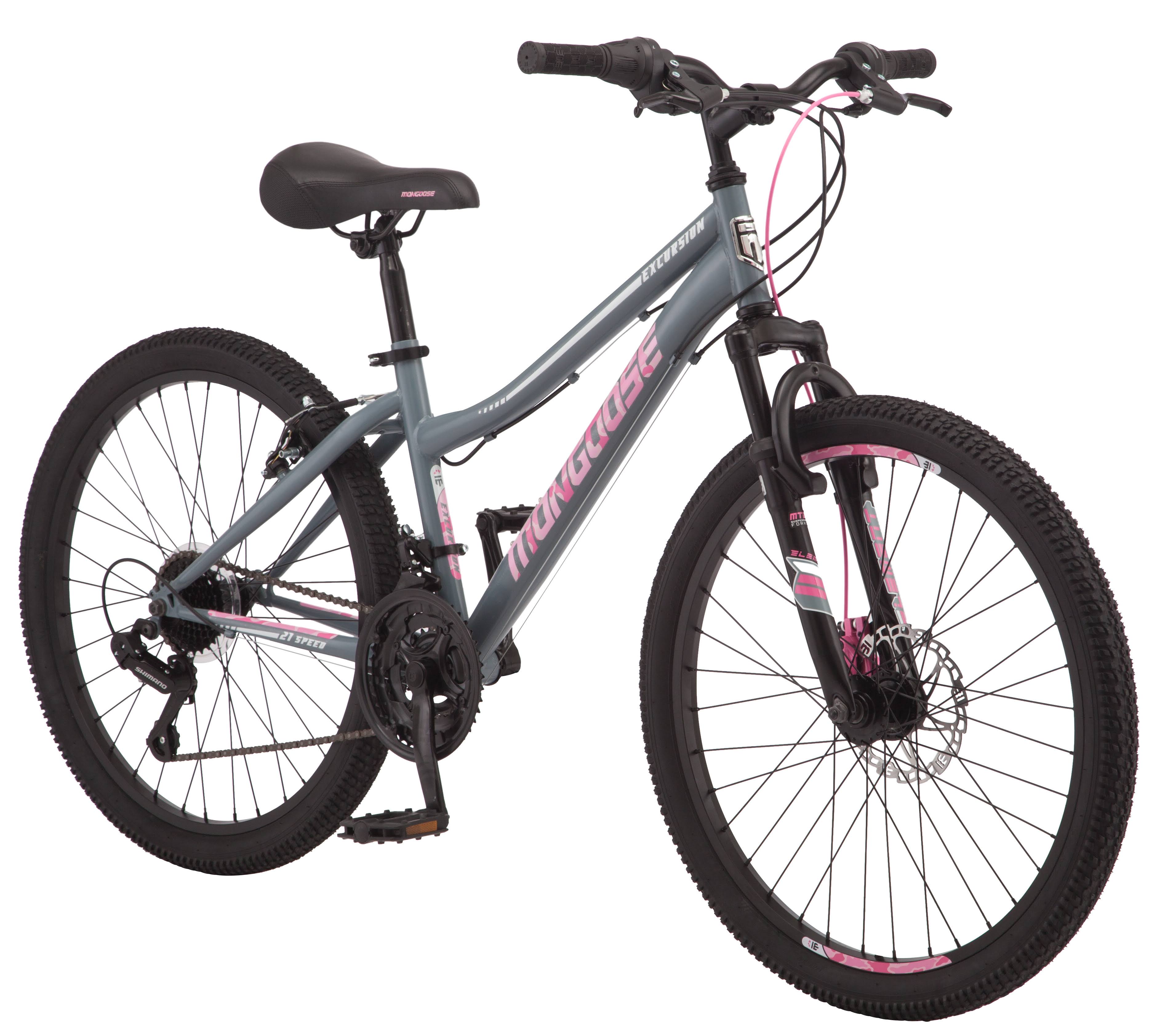 Mongoose Excursion Mountain Bike, 24-inch Wheels, 21 Speeds, Girls ...