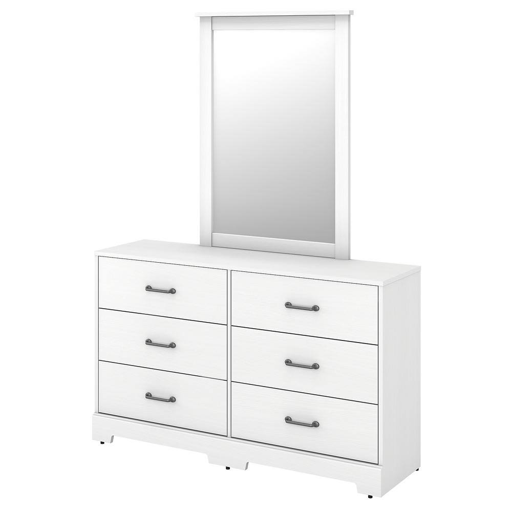 🔥River Brook 6 Drawer Dresser with Mirror, White Suede Oak CT03s