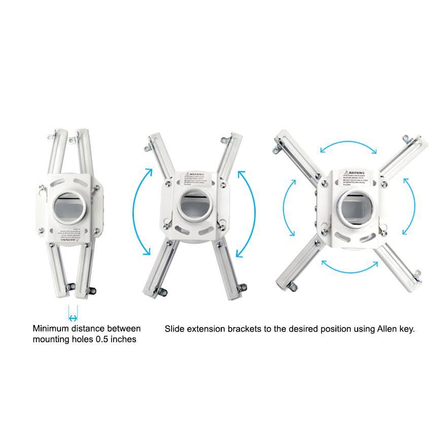 🔥QualGear ProAV Projector Mount for 1.5 inch NPT Threaded pipes, White
