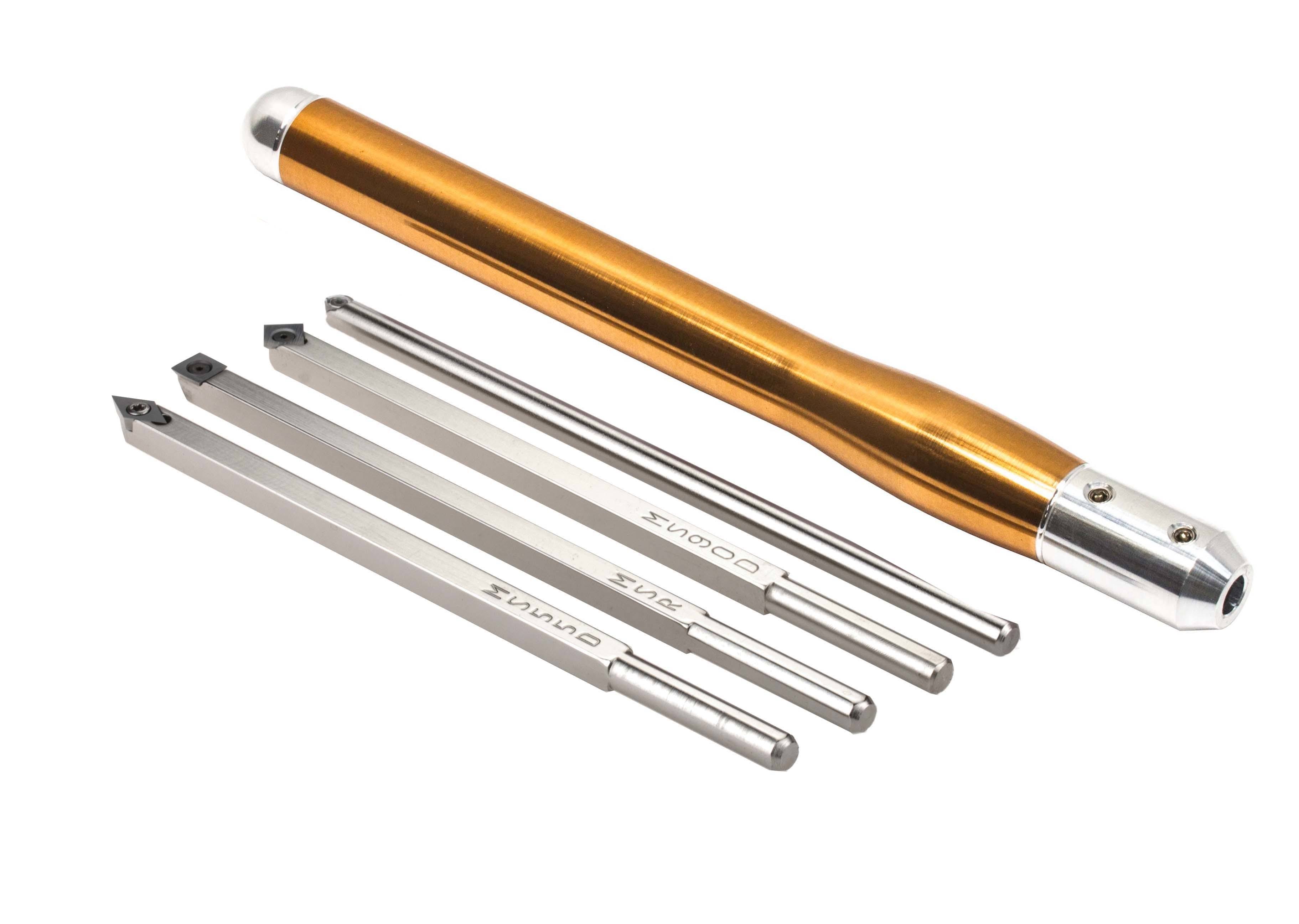 Mid Size Package of 4 Carbide Simple Woodturning Tools with Interchangeable Lathe Tool Handle