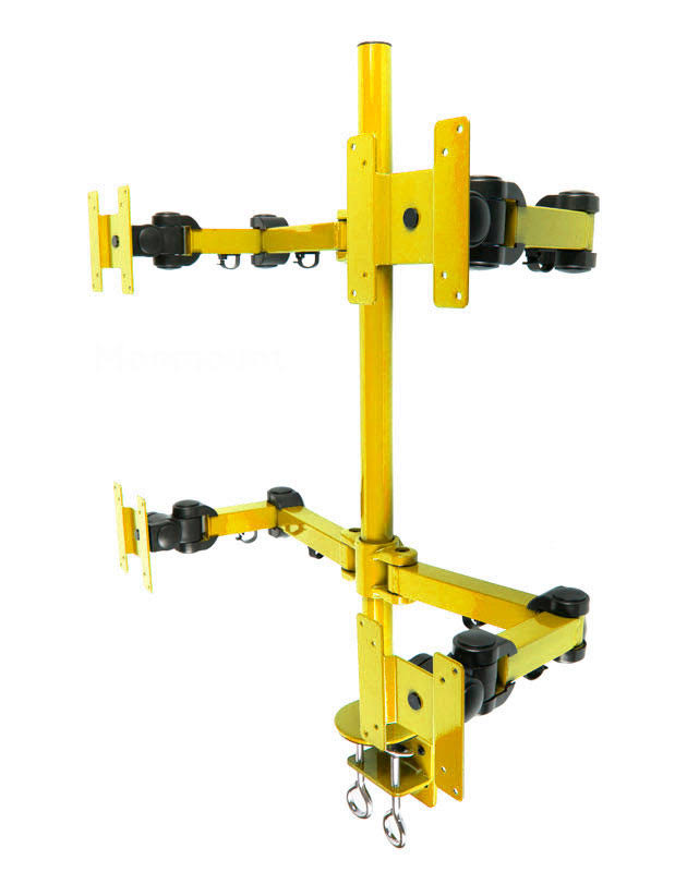 🔥MonMount Heavy Duty Deluxe Yellow Quad LCD Desk Mount Stand Clamp 4