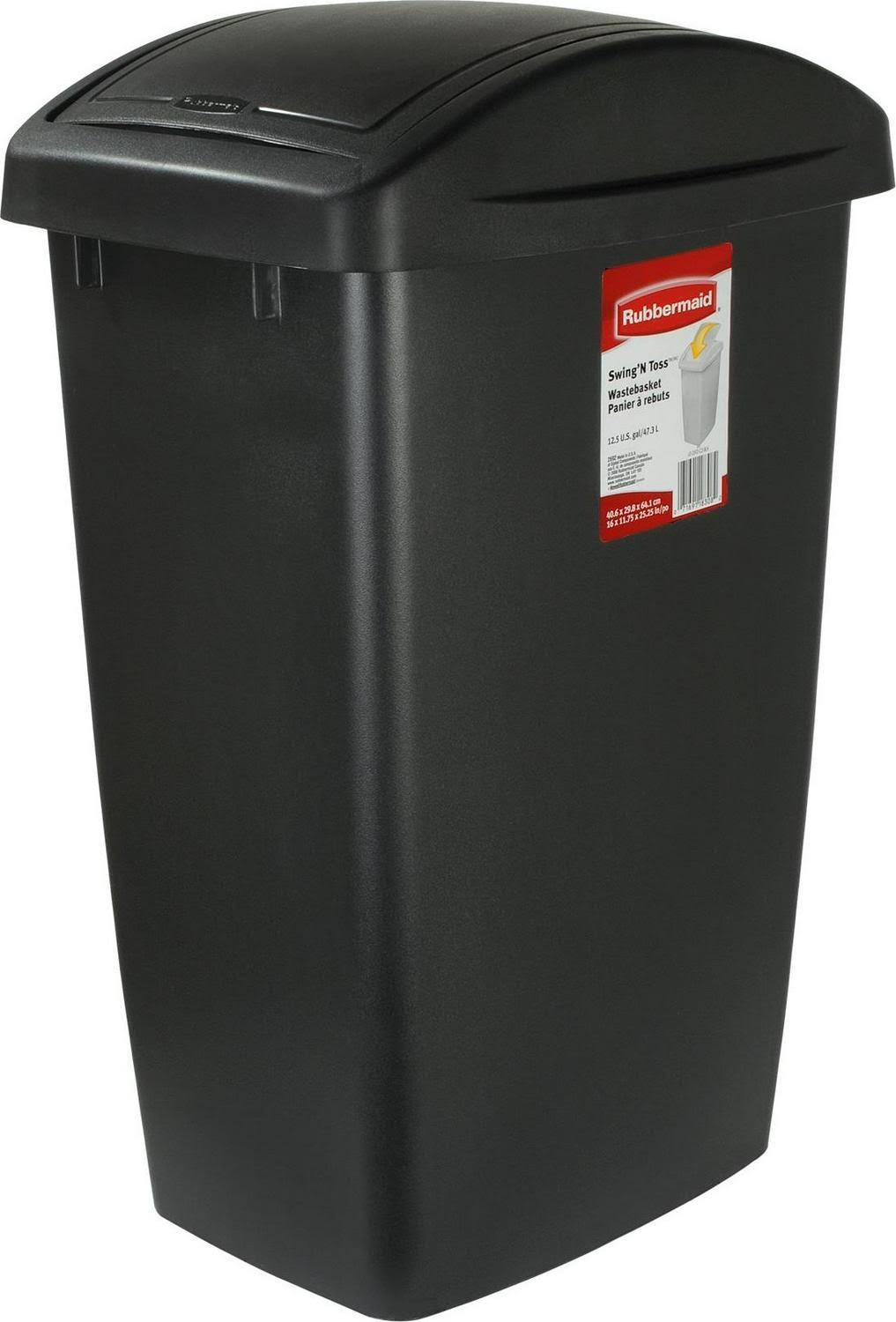 Rubbermaid 12.5 gal. Black Swing Top Wastebasket MintFabStore