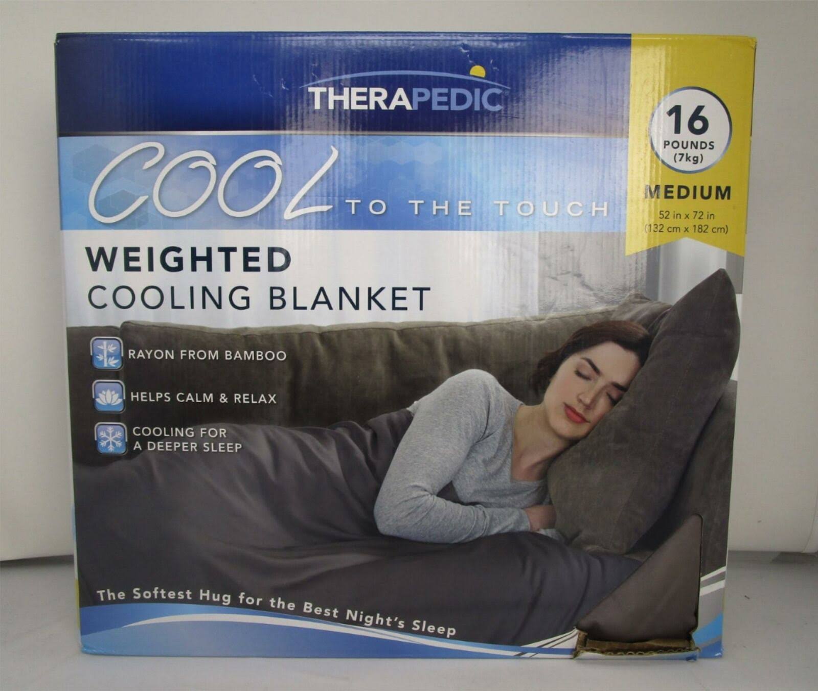 Therapedic 16 lbs Medium Weighted Cooling Blanket in Grey MintFabStore