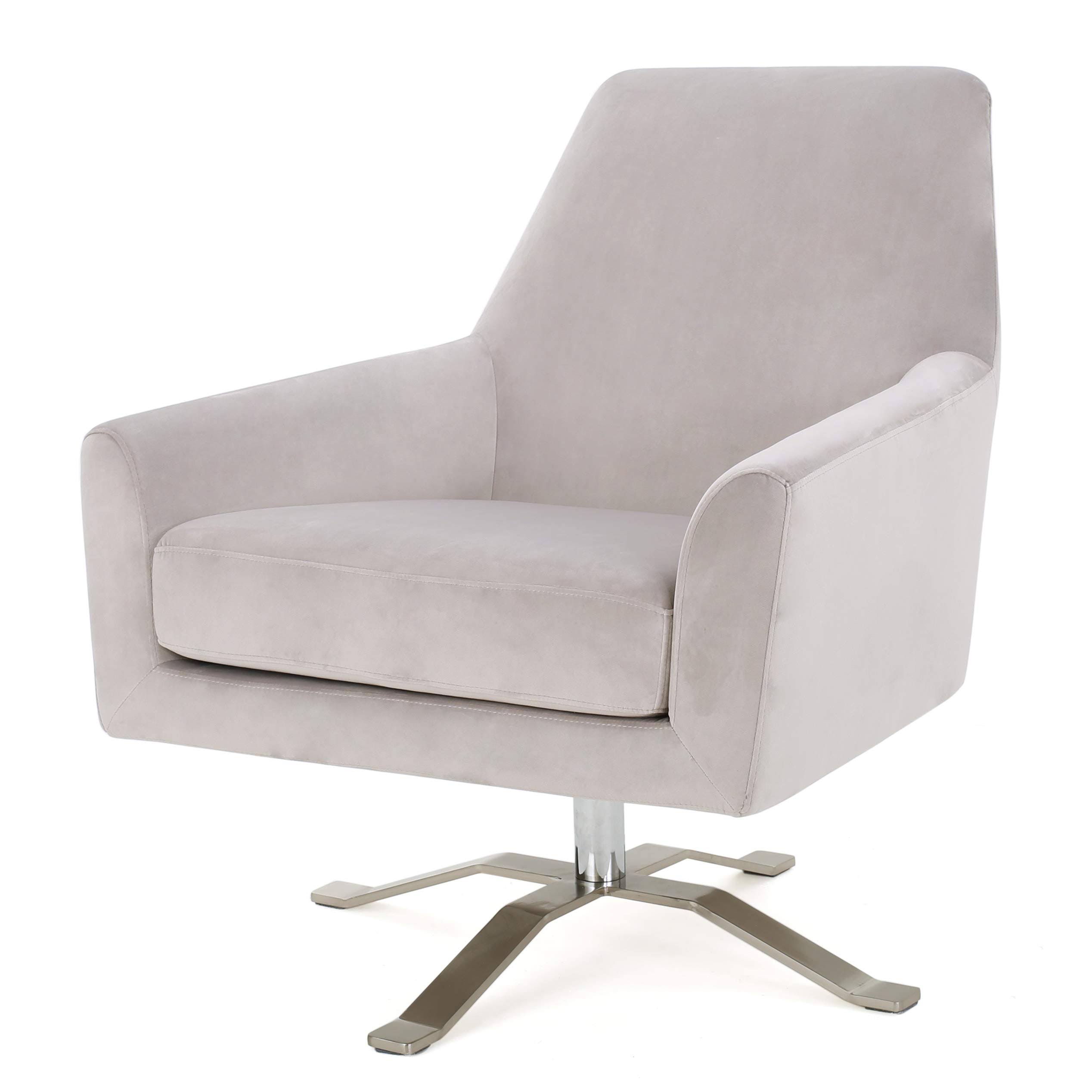 Aegis New Velvet Swivel Accent Chair Light Gray MintFabStore