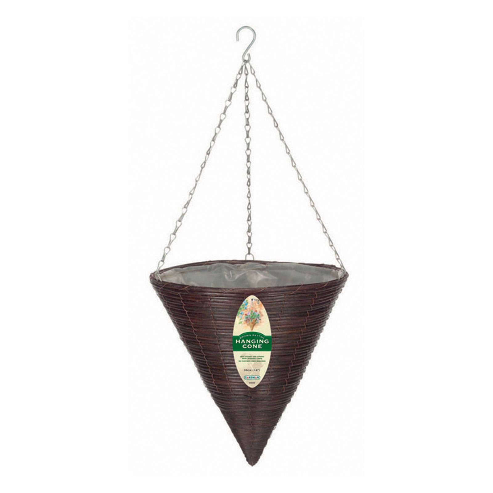 Gardman 14 in. Brown Rattan Hanging Cone Basket MintFabStore