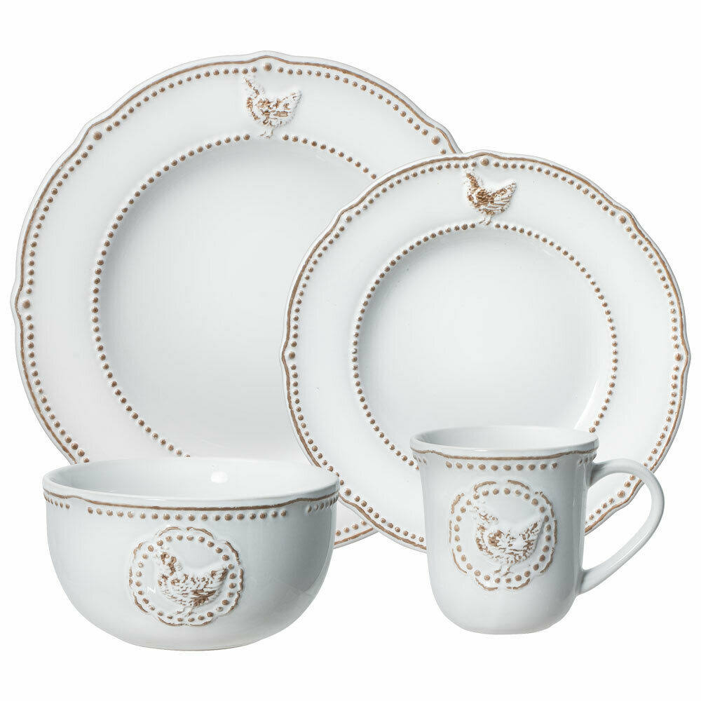 Pfaltzgraff Farmhouse Hen 16 Piece Dinnerware Set MintFabStore