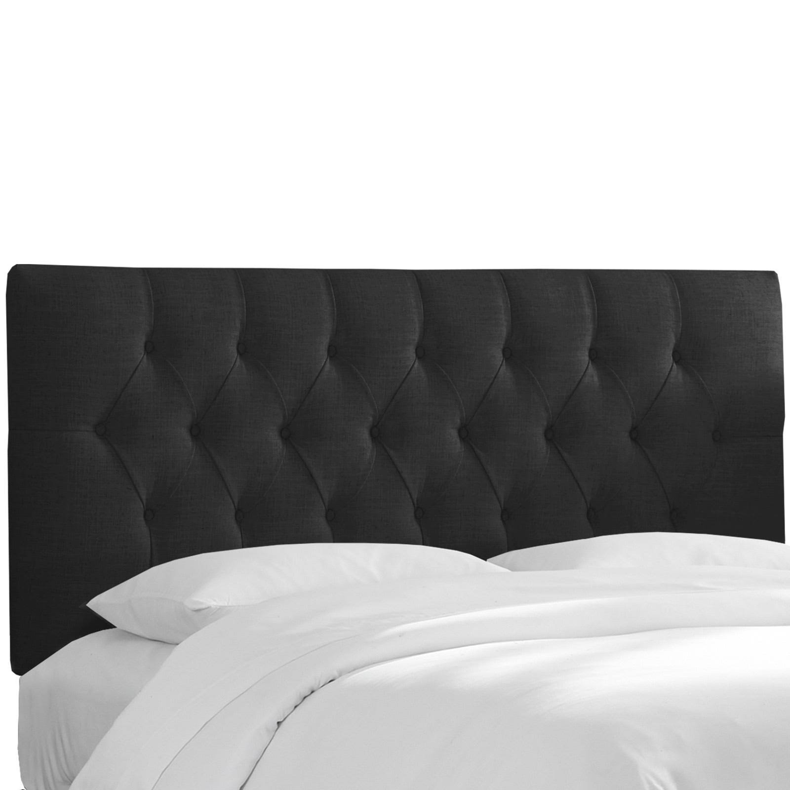 Skyline Tufted Linen Upholstered Headboard Black, Size Twin MintFabStore