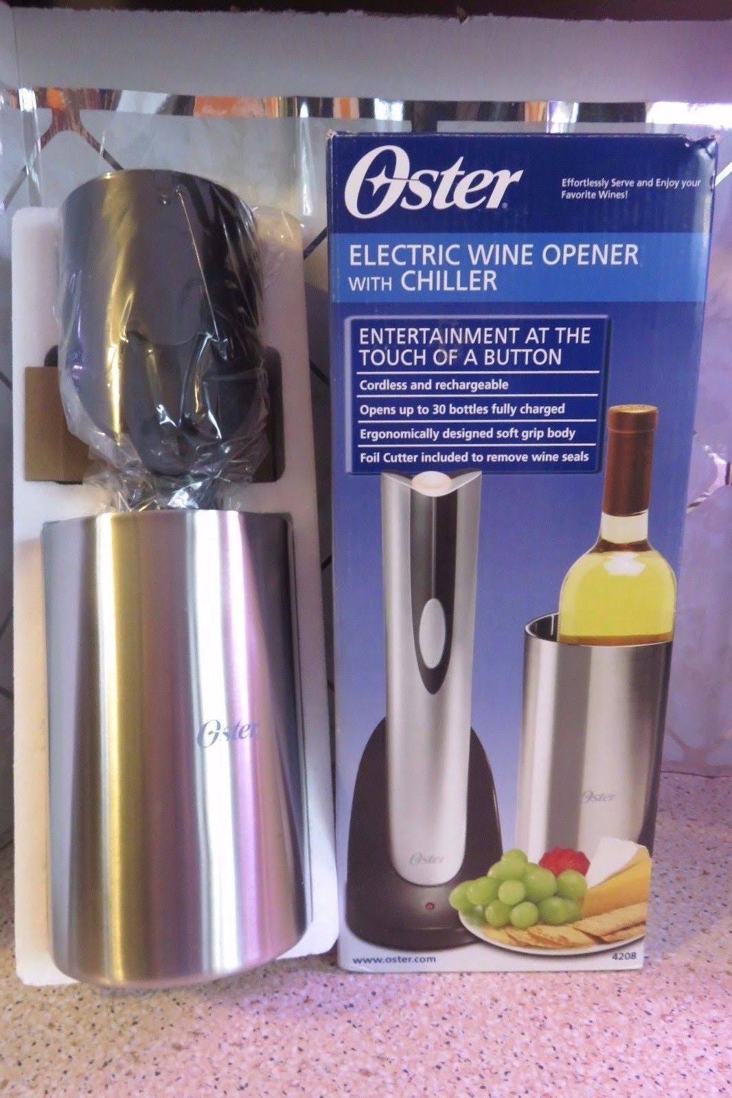 Oster Rechargeable Cordless Wine Opener with Chiller 4208 MintFabStore