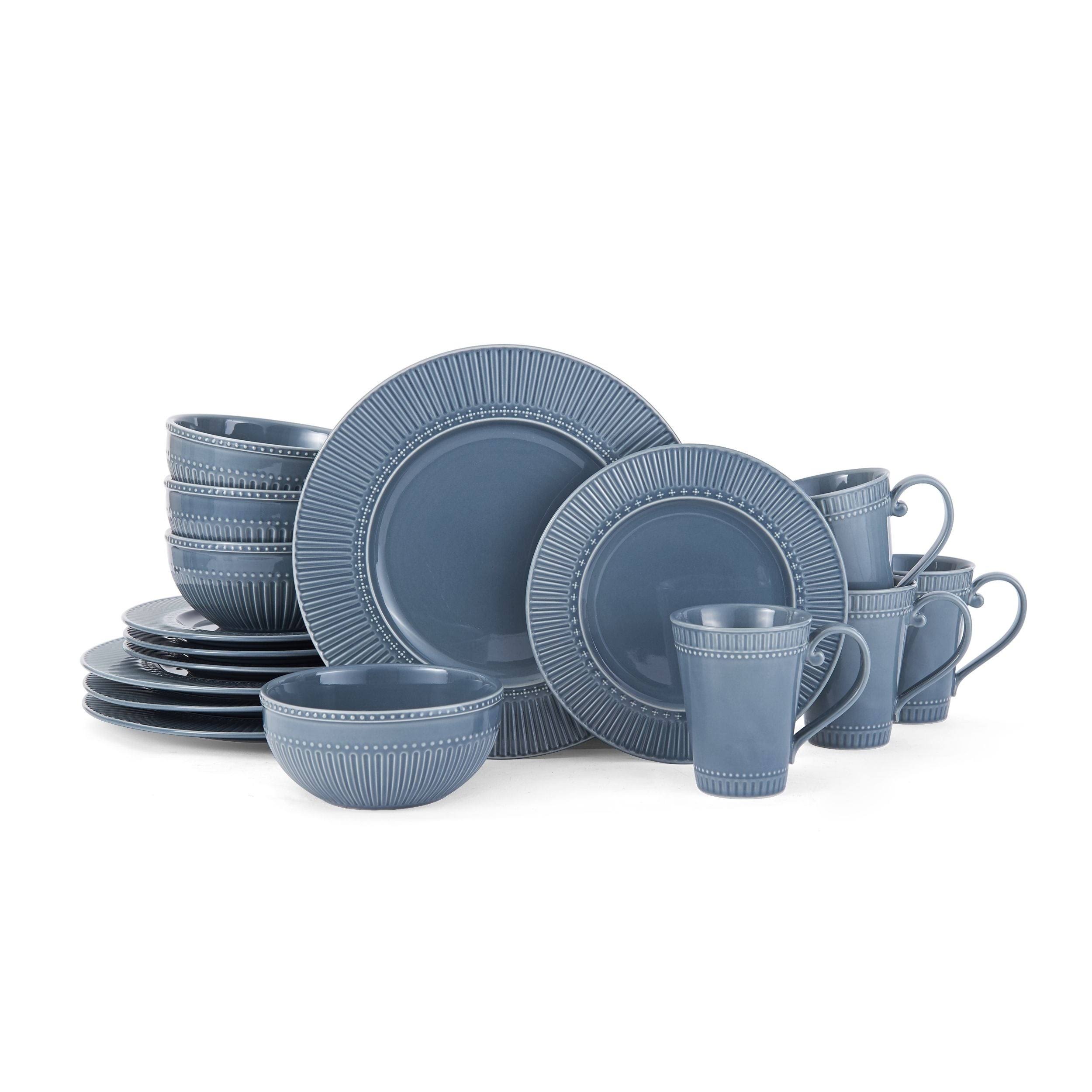 Mikasa 16Piece Italian Countryside Fluted Dinnerware Set, Blue