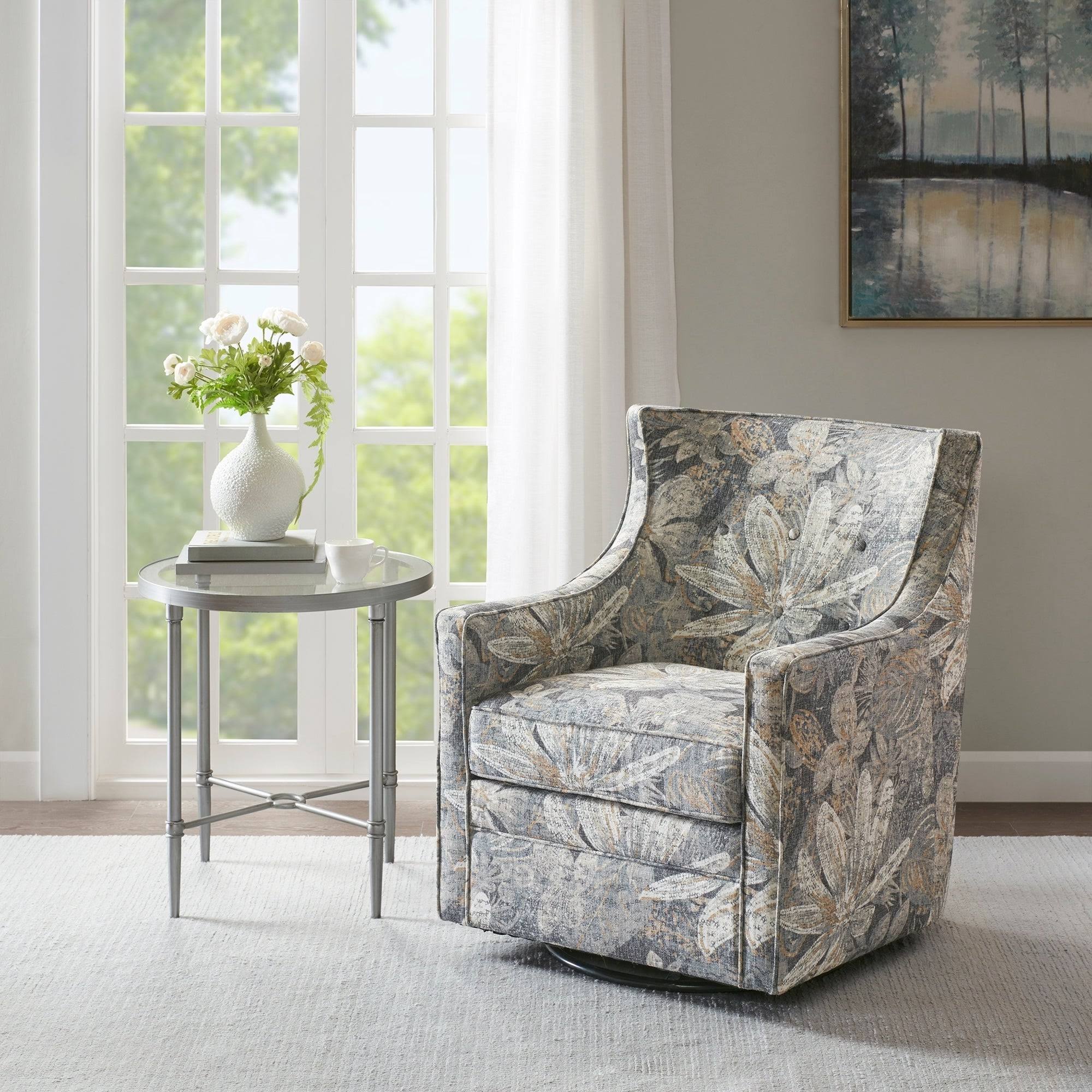 Madison Park Alana Curve Back Swivel Glider Chair MintFabStore