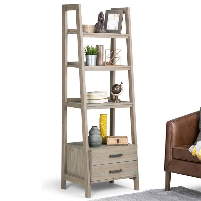 Simpli Home Sawhorse Ladder Bookshelf with Storage MintFabStore