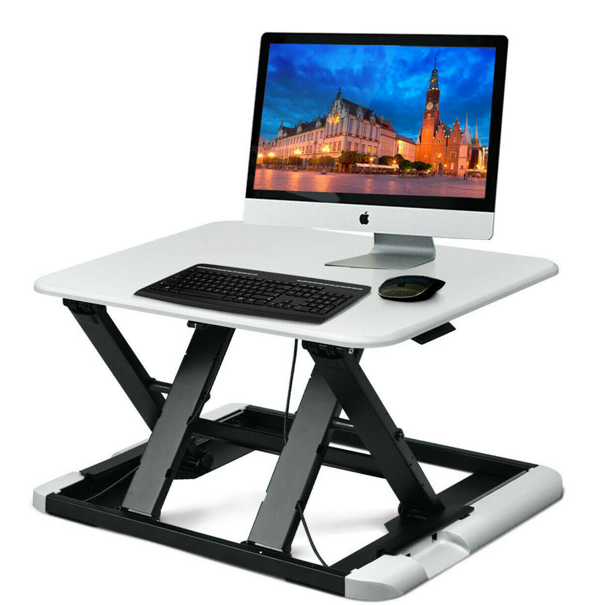 Gymax Adjustable Height Sit/Stand Desk Computer Lift Riser Laptop Work