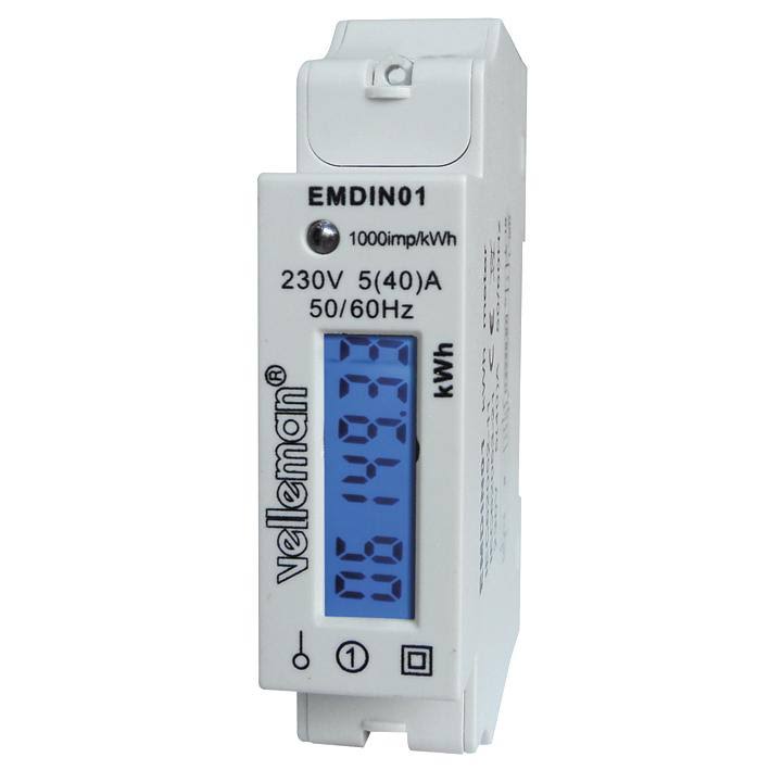 Velleman EMDIN01 Single Phase DIN Rail Mounted KWh Meter MintFabStore