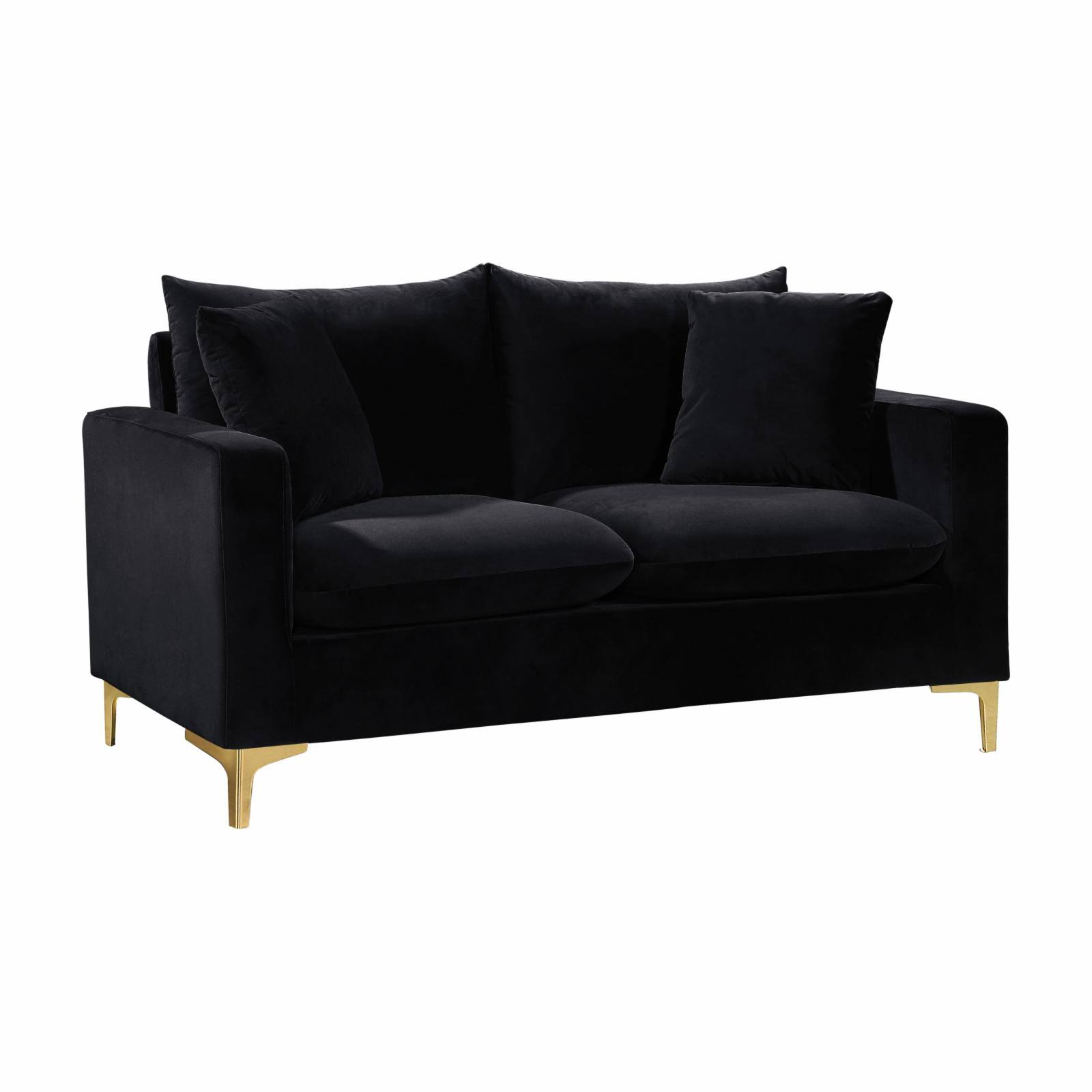 Meridian Naomi Black Velvet Loveseat - MintFabStore