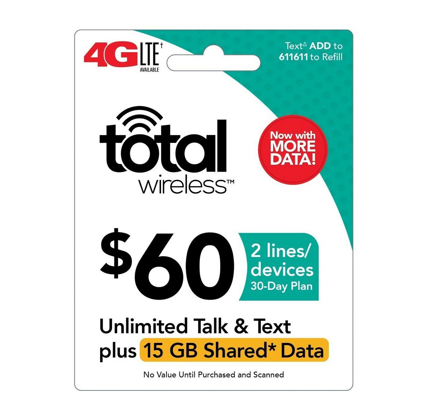 Total Wireless Prepaid Refill Topup Prepaid Card ,pin / Recharge