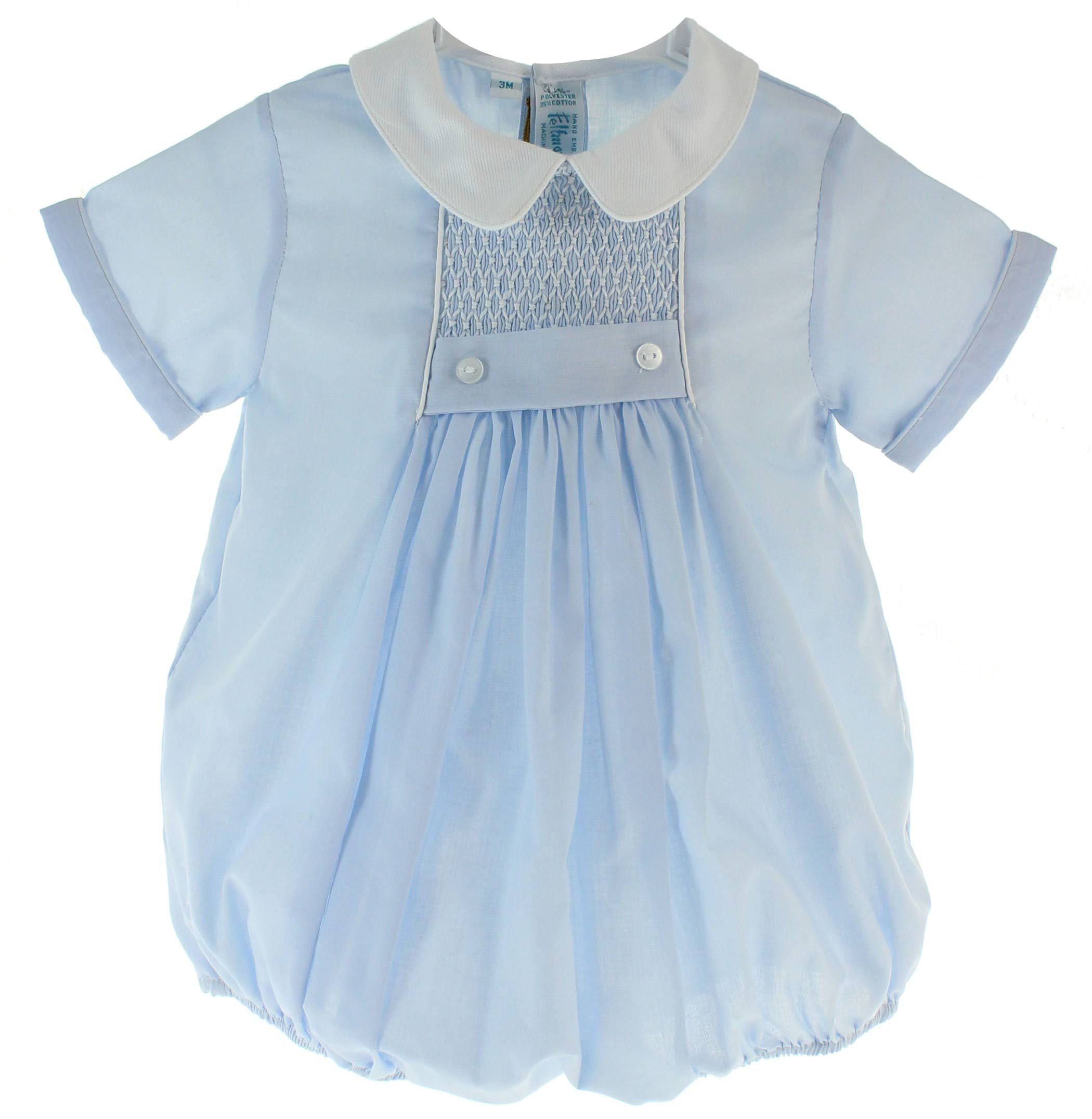 Chevron Smocked Creeper Blue - MintFabStore