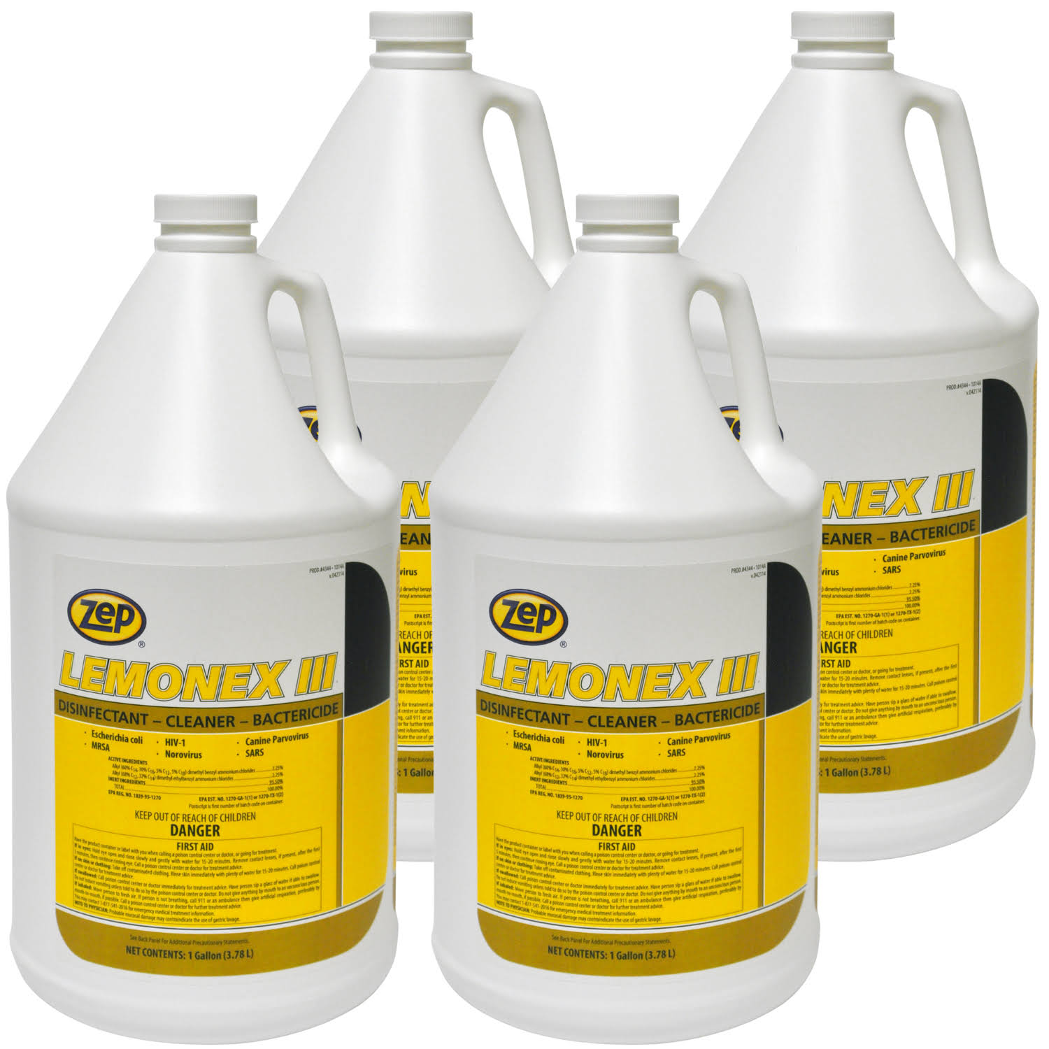 Zep Lemonex III Quat Disinfectant Cleaner 1 Gallon (Case of 4) Cleans