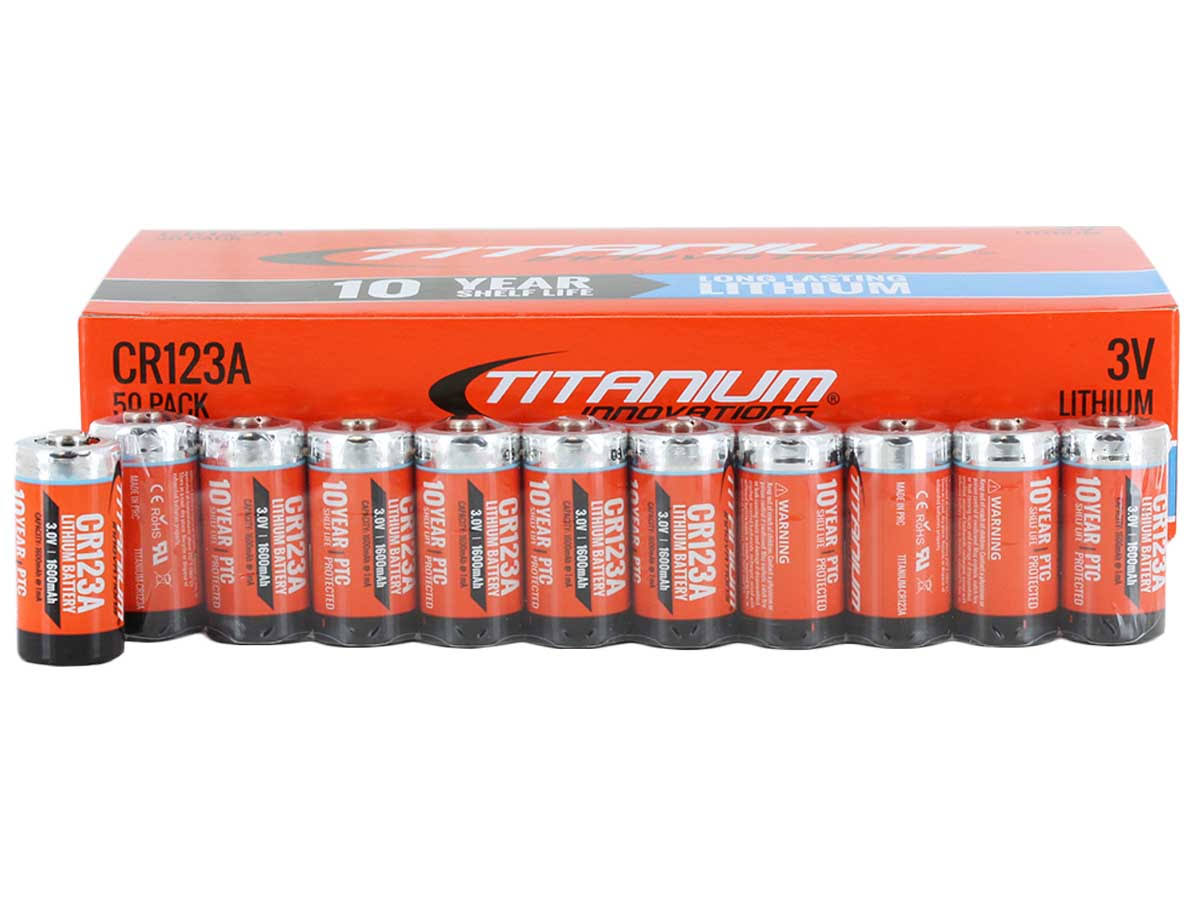 Titanium Innovations CR123A 3V Lithium Battery Box of 50 MintFabStore