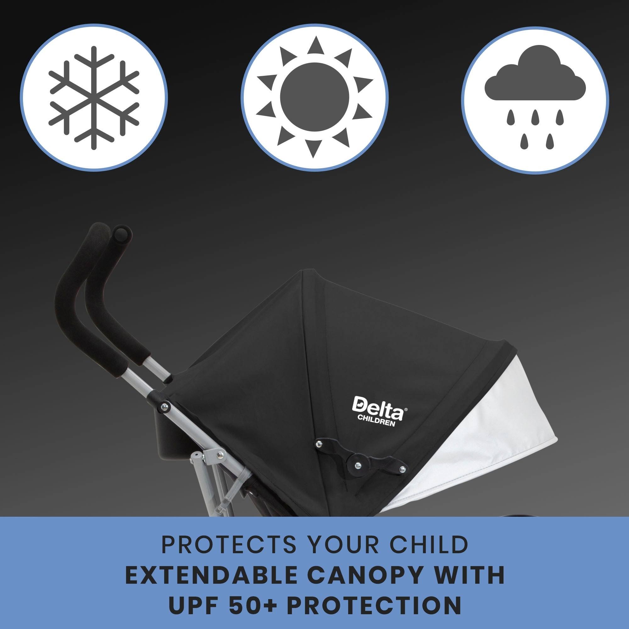 Delta Children 365 Lightweight Stroller Black MintFabStore