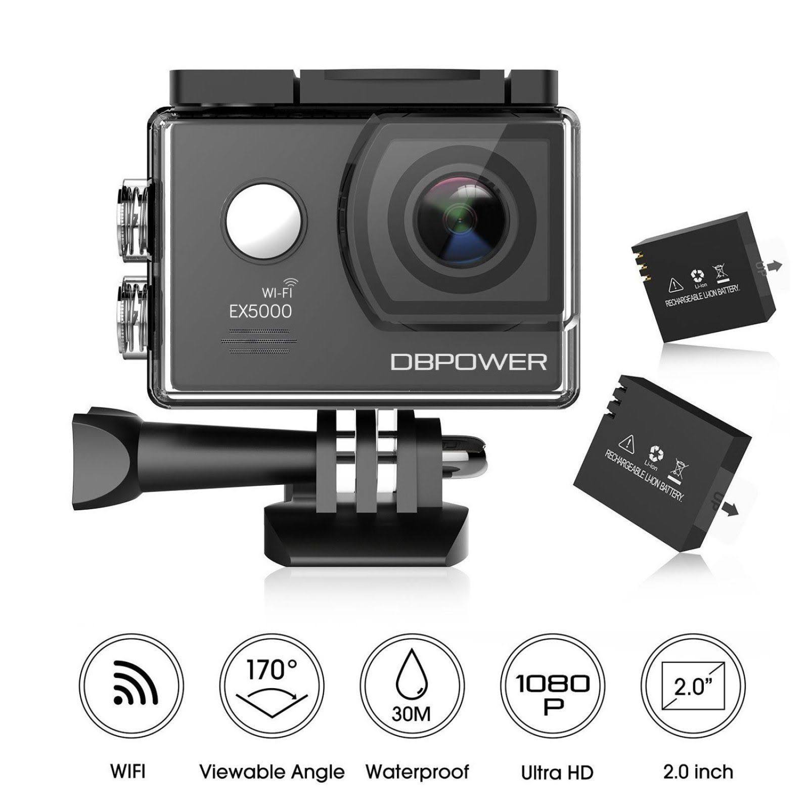 DBPOWER EX5000 2.0inch WIFI 14MP 1080P FHD Waterproof Sports Action Camera WHITE 