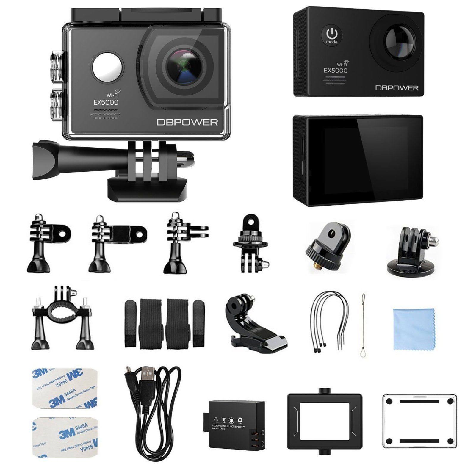 DBPOWER EX5000 Action Camera , 14MP 1080p HD WiFi Waterproof Sports Cam 2  inch - MintFabStore