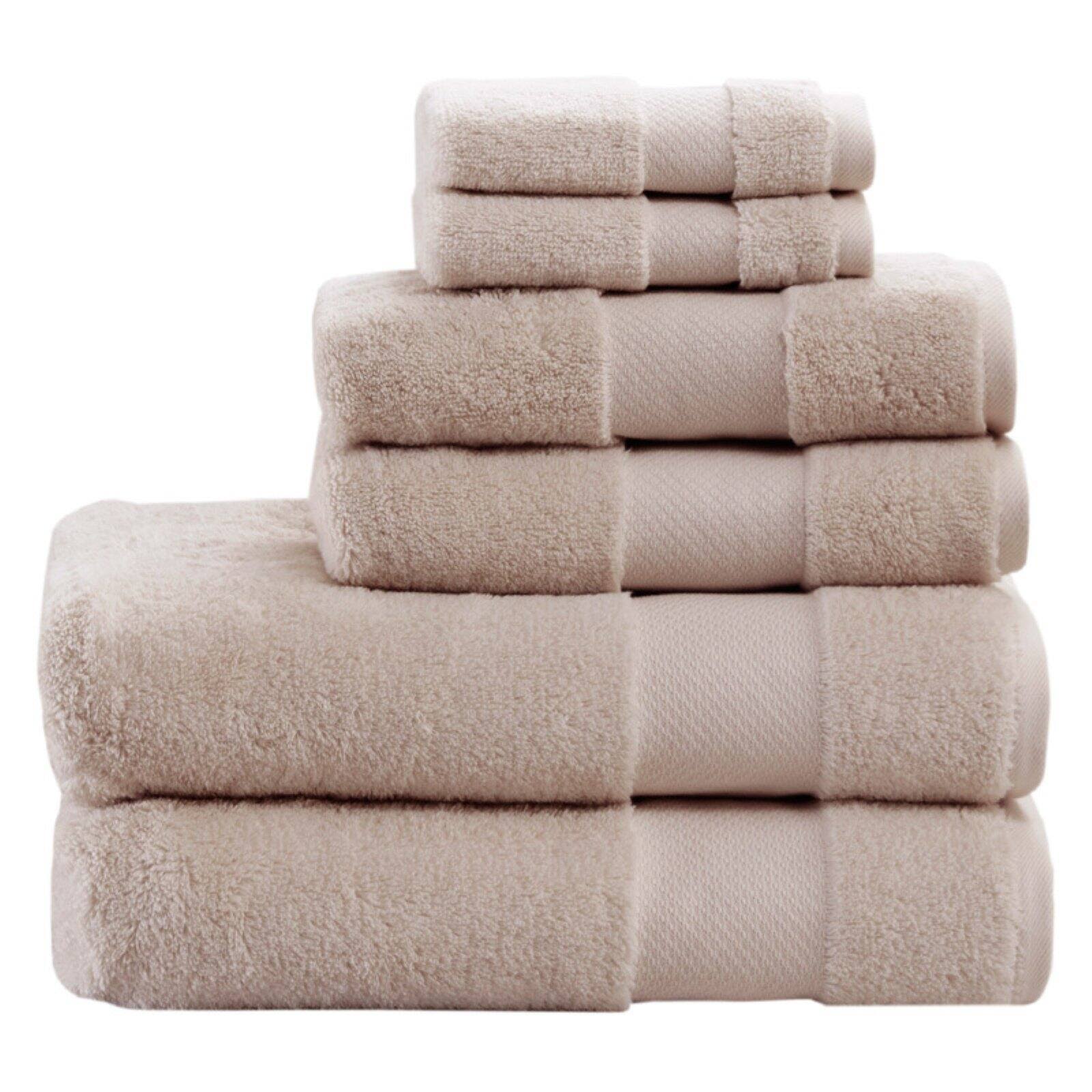 Madison Park Signature 6 Piece Turkish Cotton Bath Towel Set Taupe ...