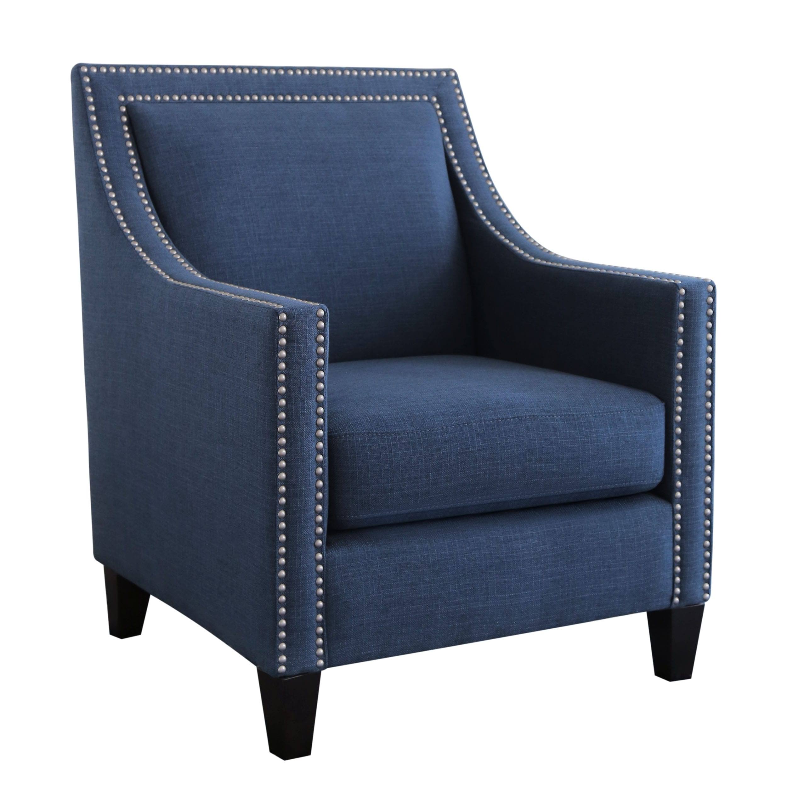 Abbyson Adrienne Nailhead Accent Chair - Blue - Joueurfd