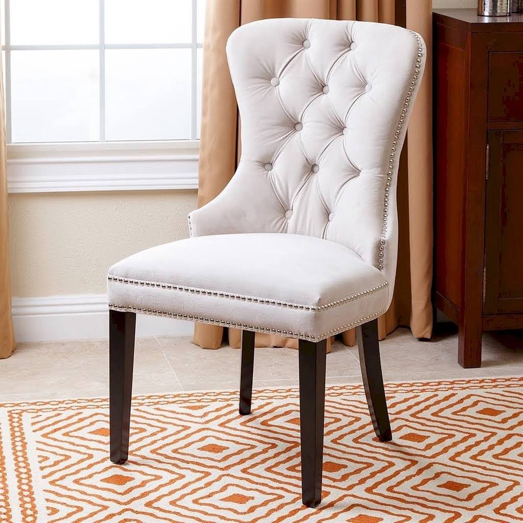 Abbyson Living Abbyson Versailles Tufted Velvet Dining Chair, Ivory