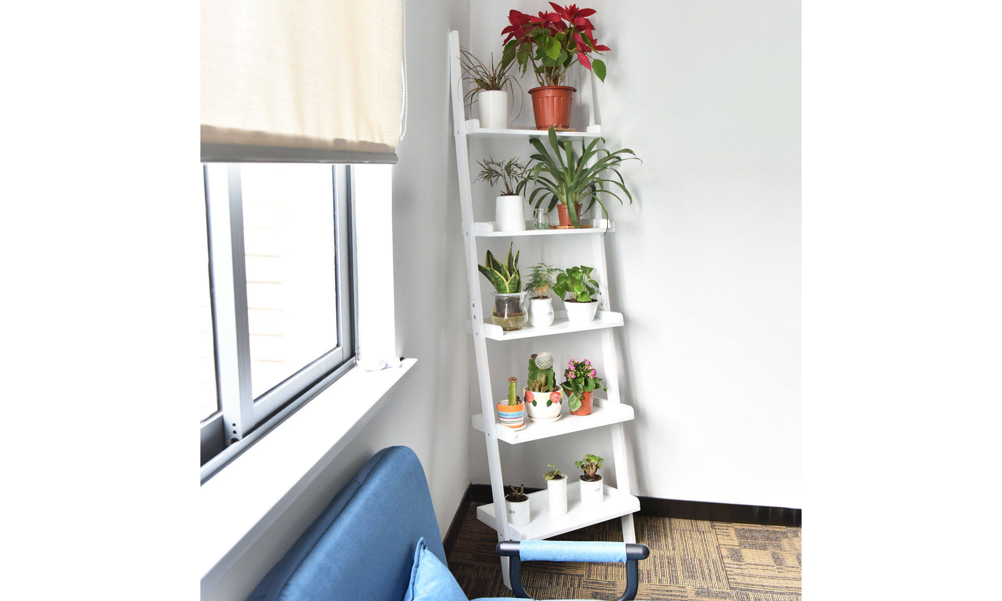 Costway Versatile 5Tier Bookshelf Leaning Wall Shelf Ladder Bookcase