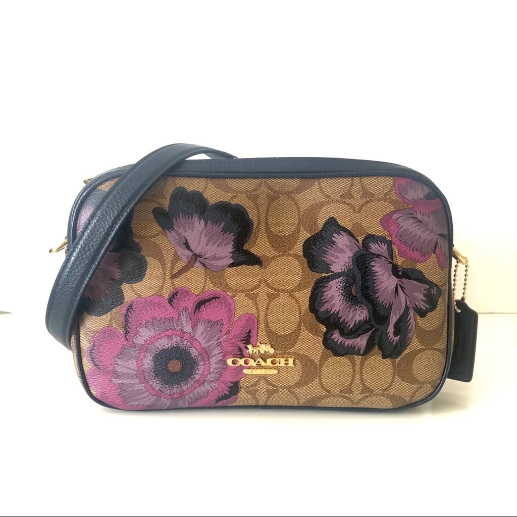 Coach Jes Crossbody in Signature Canvas with Kaffe Fassett Print Khaki