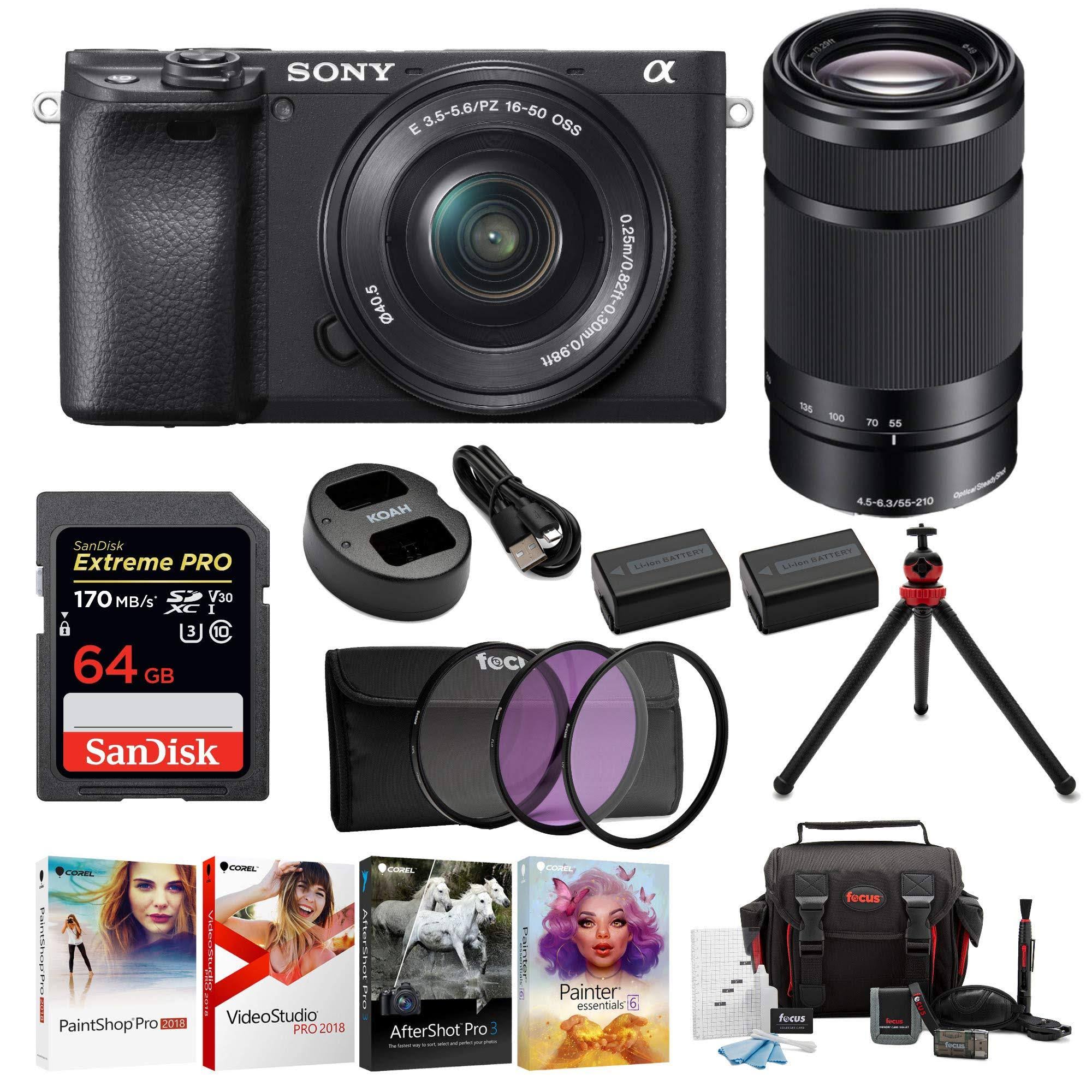 Sony a6400 Mirrorless Digital Camera Bundle 1650mm Lens, 55210mm