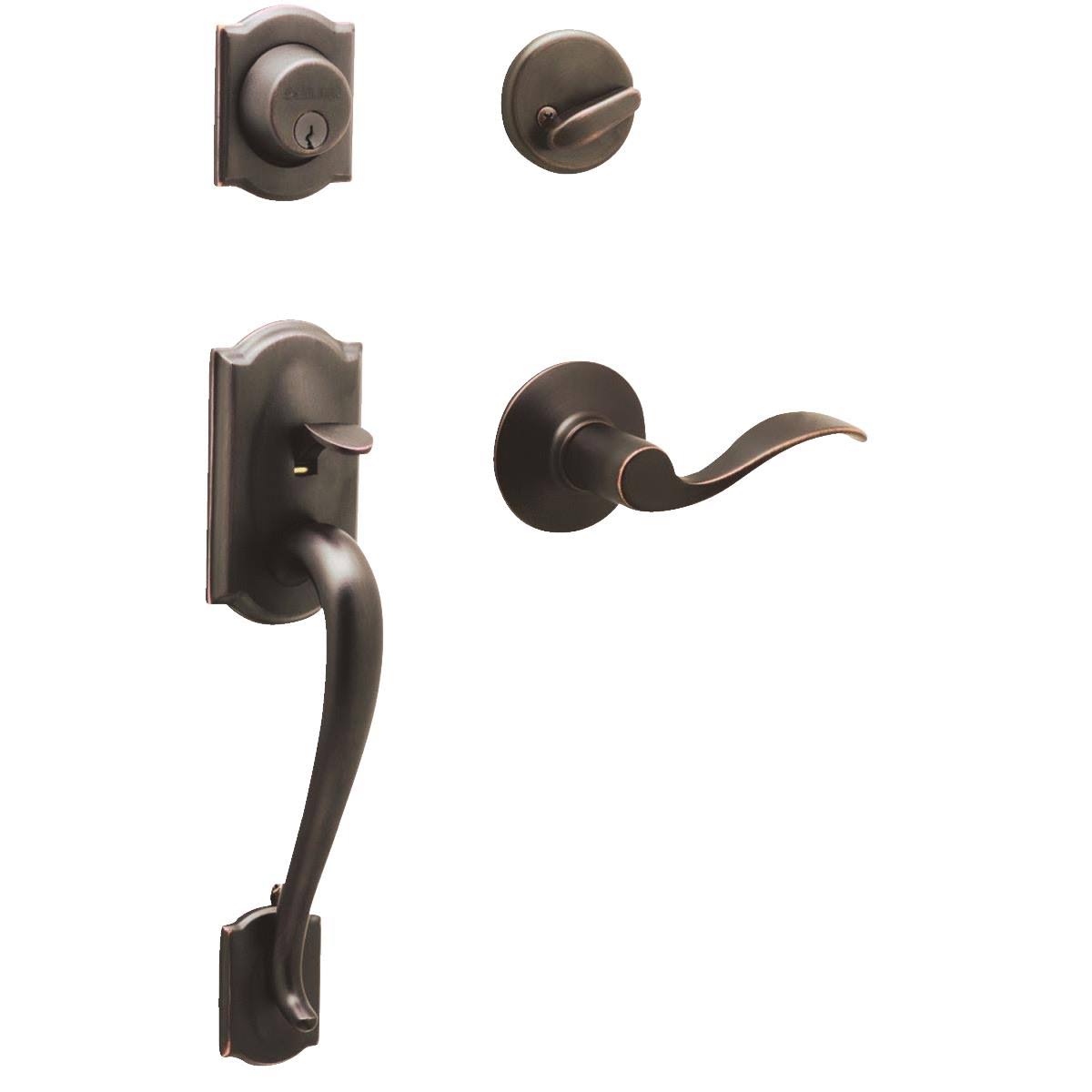 Camelot Front Entry Handleset with Accent Lever, Aged Bronze - Hrazda