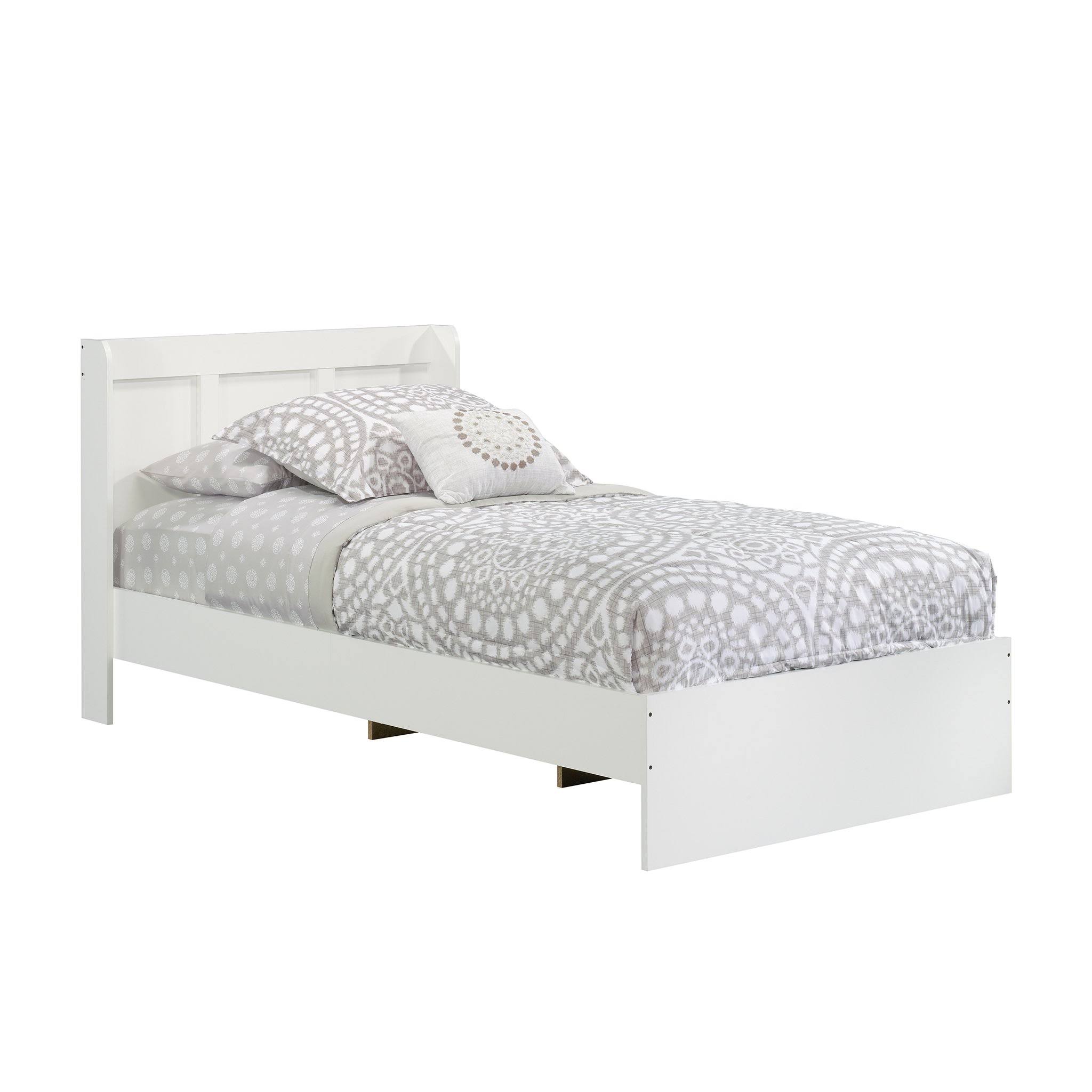 Sauder Parklane Platform Bed with Headboard, Twin, Soft White Finish