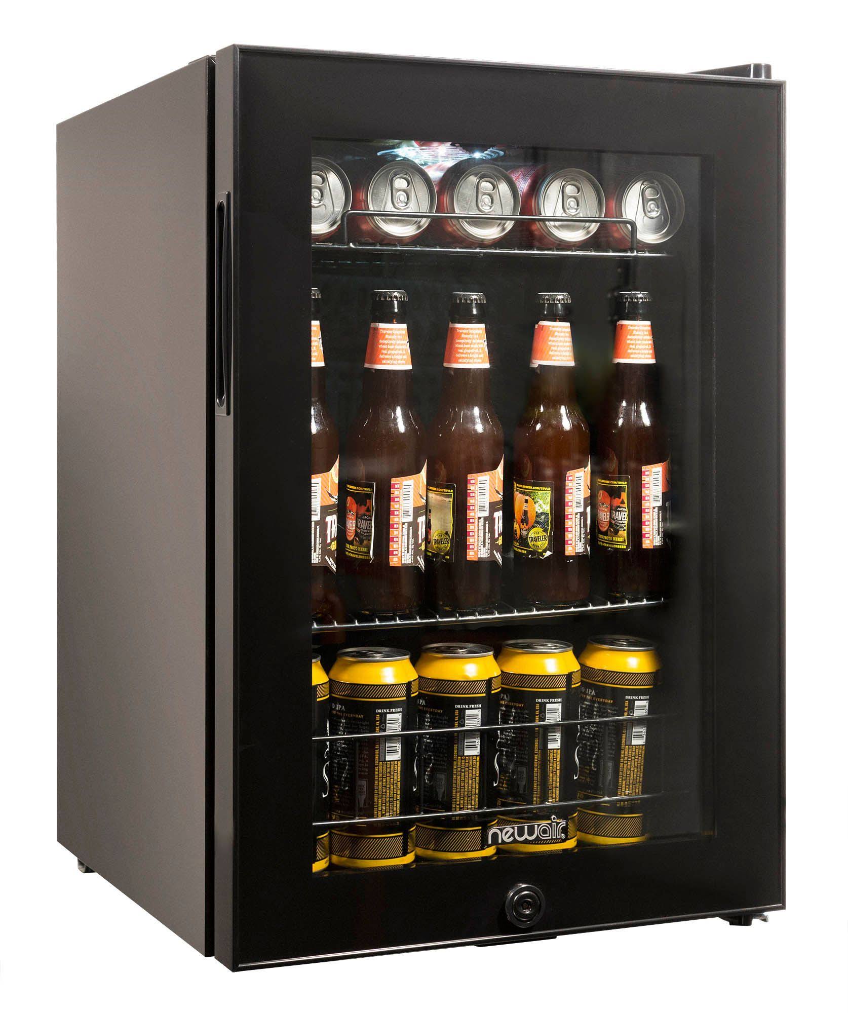 NewAir 90 Can Capacity Compact Beverage Fridge Cooler with Glass Door