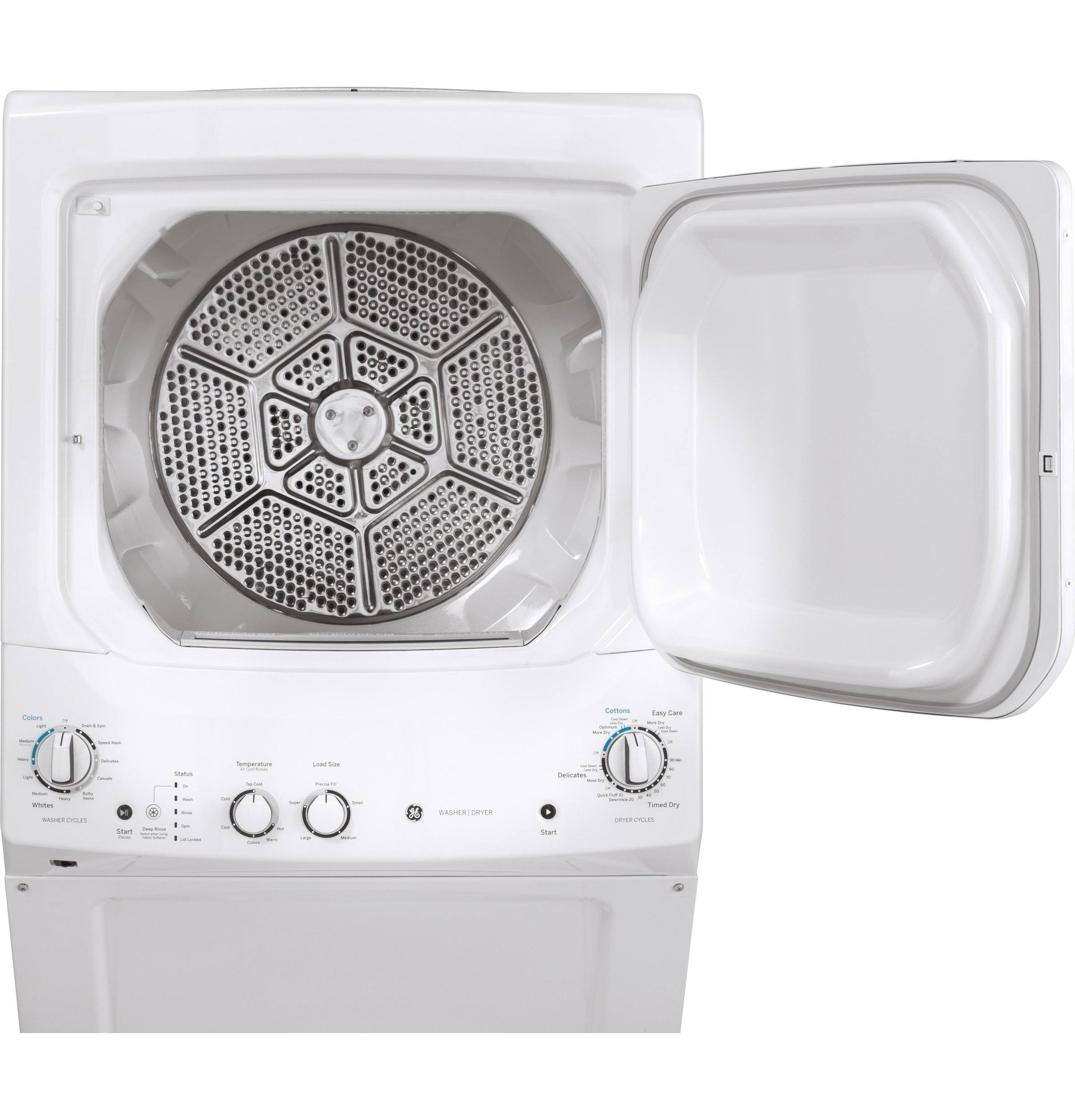GE Unitized Spacemaker GUD27ESSMWW Front & top separate loading Electric Laundry Center White