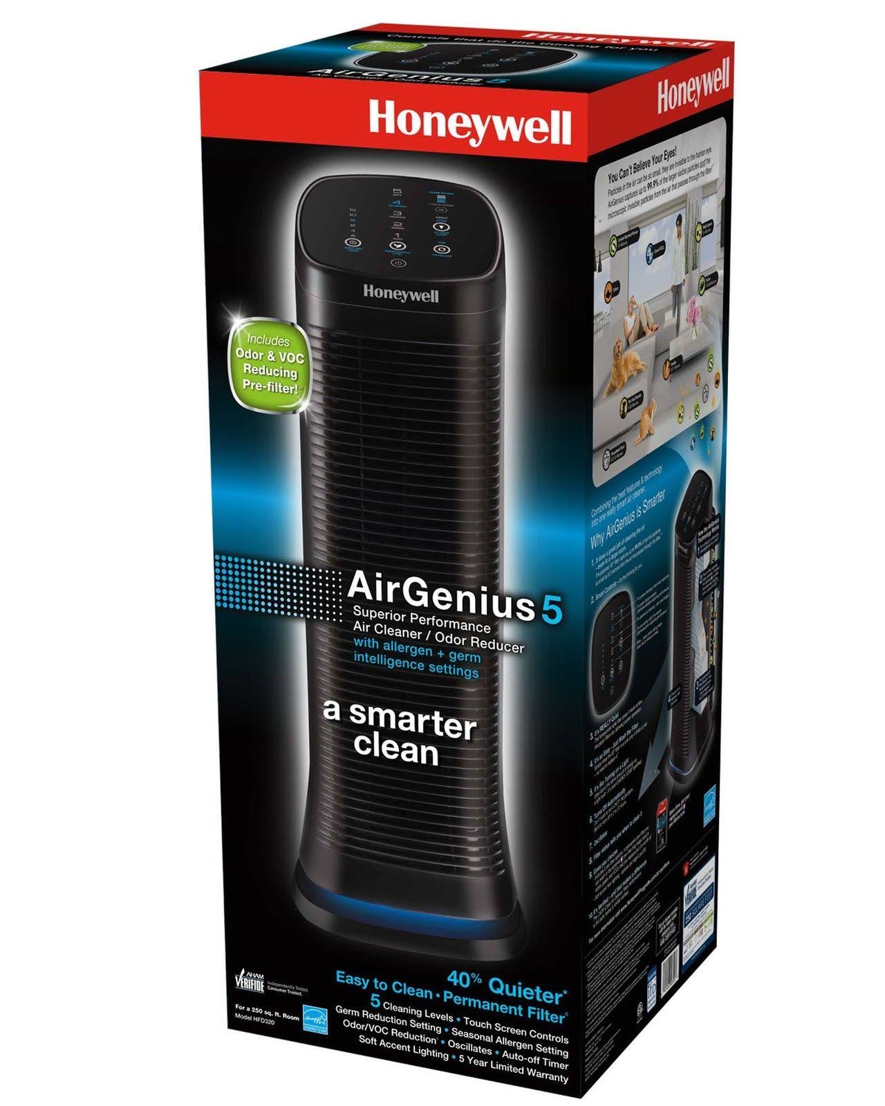 Honeywell AirGenius 5 HFD320 Oscillating Tower Air Purifier Black