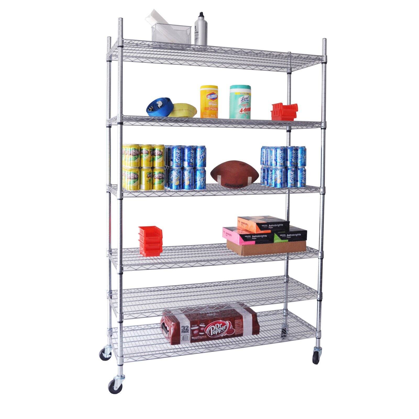 Trinity Ecostorage 6 Tier Wire Shelving Rack With Wheels Silver Frgino