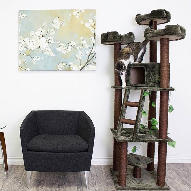 Kitty Mansions Redwood 75 in. Cat Tree Frgino