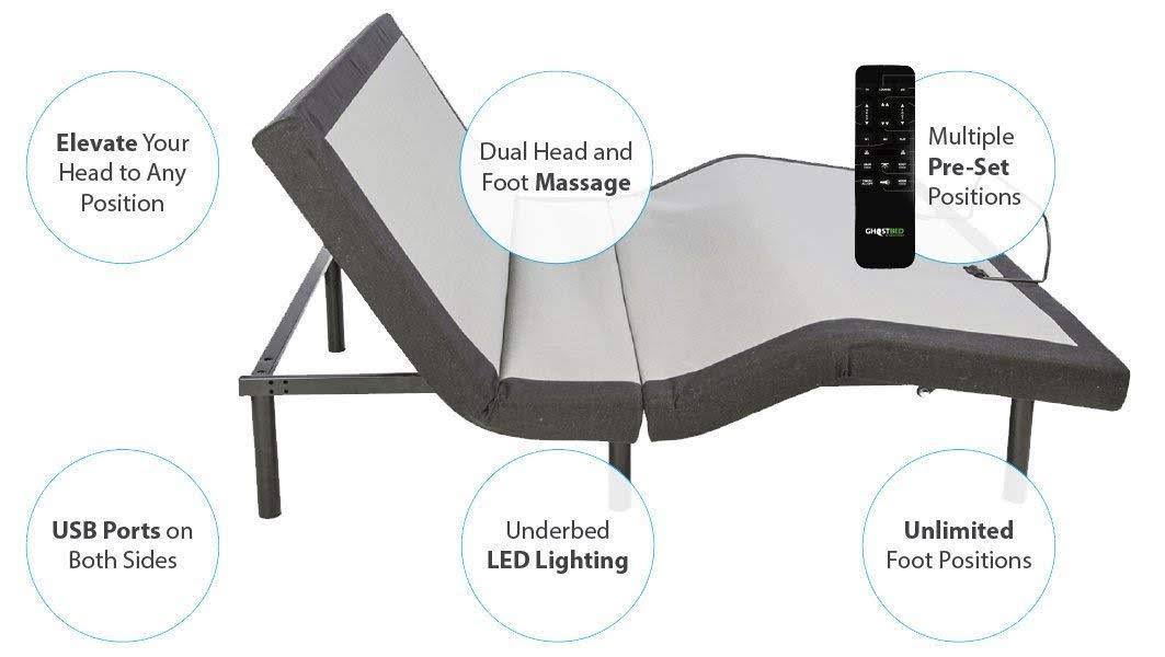 GhostBed Queen Custom Adjustable Power Base Dual Interactive Massage