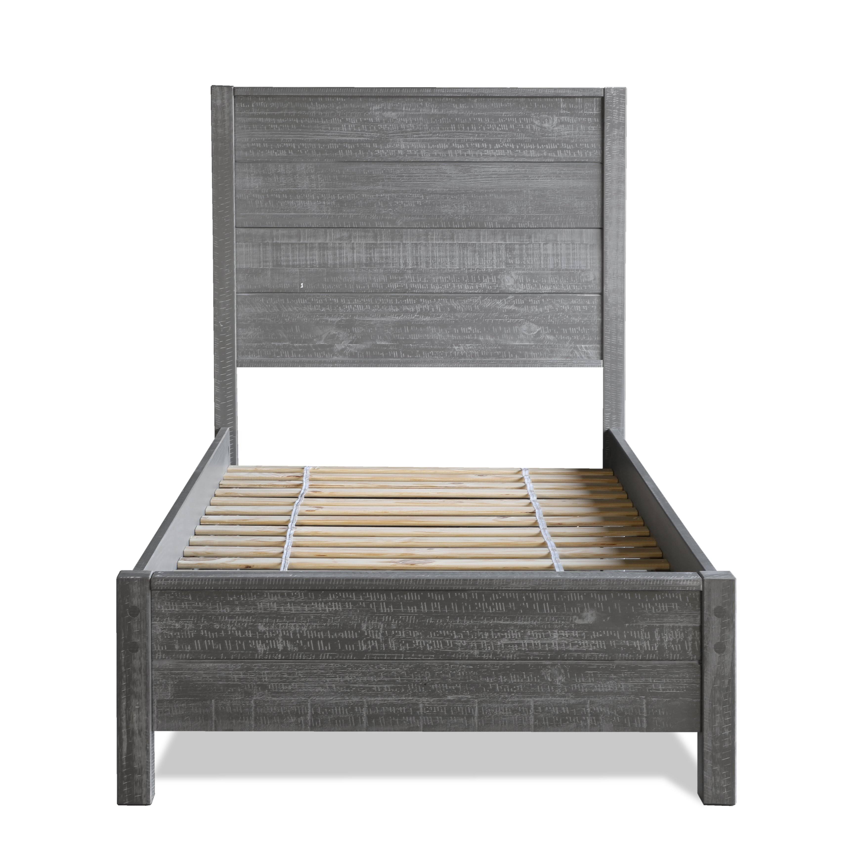 Montauk Solid Wood Bed Size Twin, Color Rustic Gray Hrazda