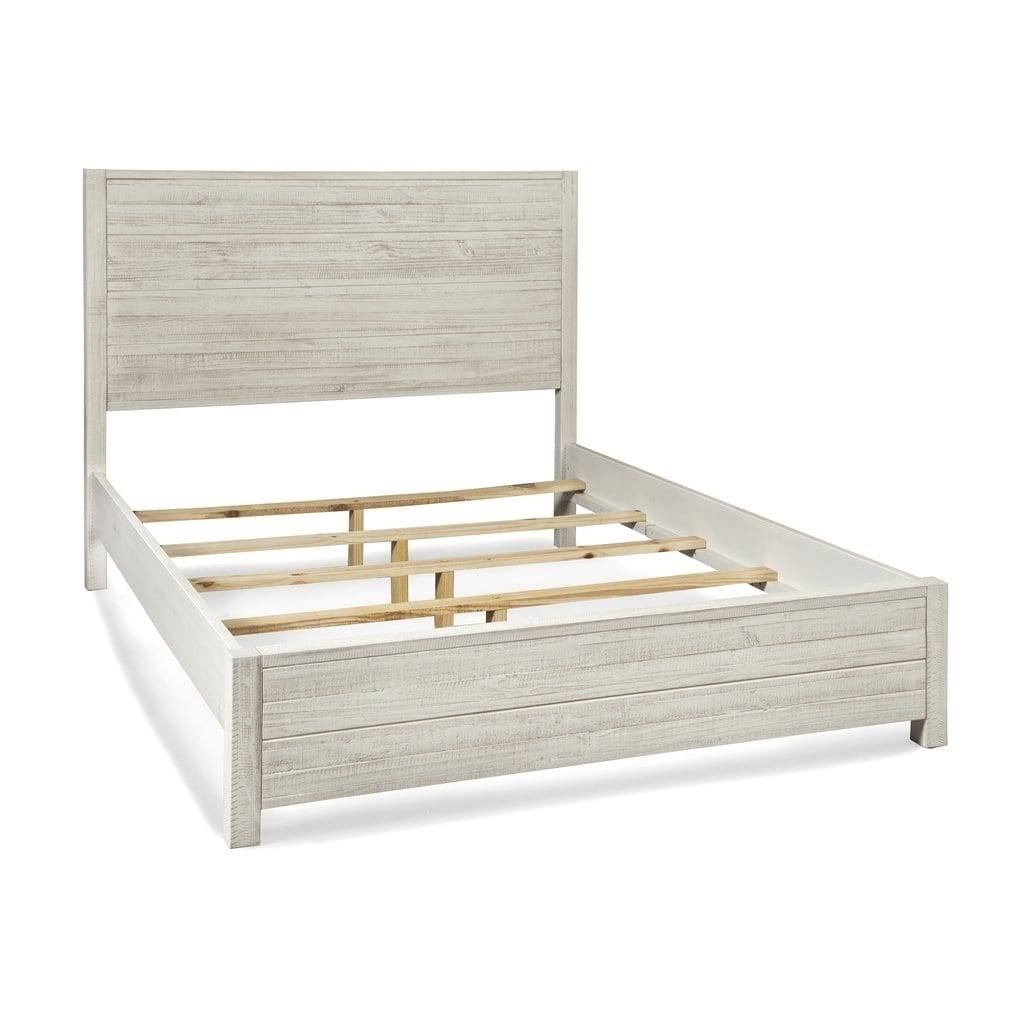 Grain Wood Furniture Montauk Solid Wood Panel Bed, Rustic OffWhite