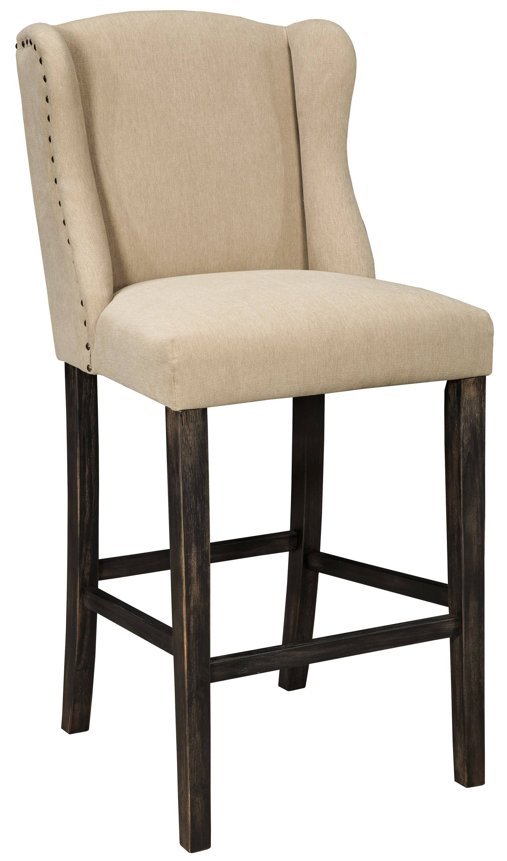 Ashley D608530 Moriann Light Beige Upholstered Tall Barstool Set of 2