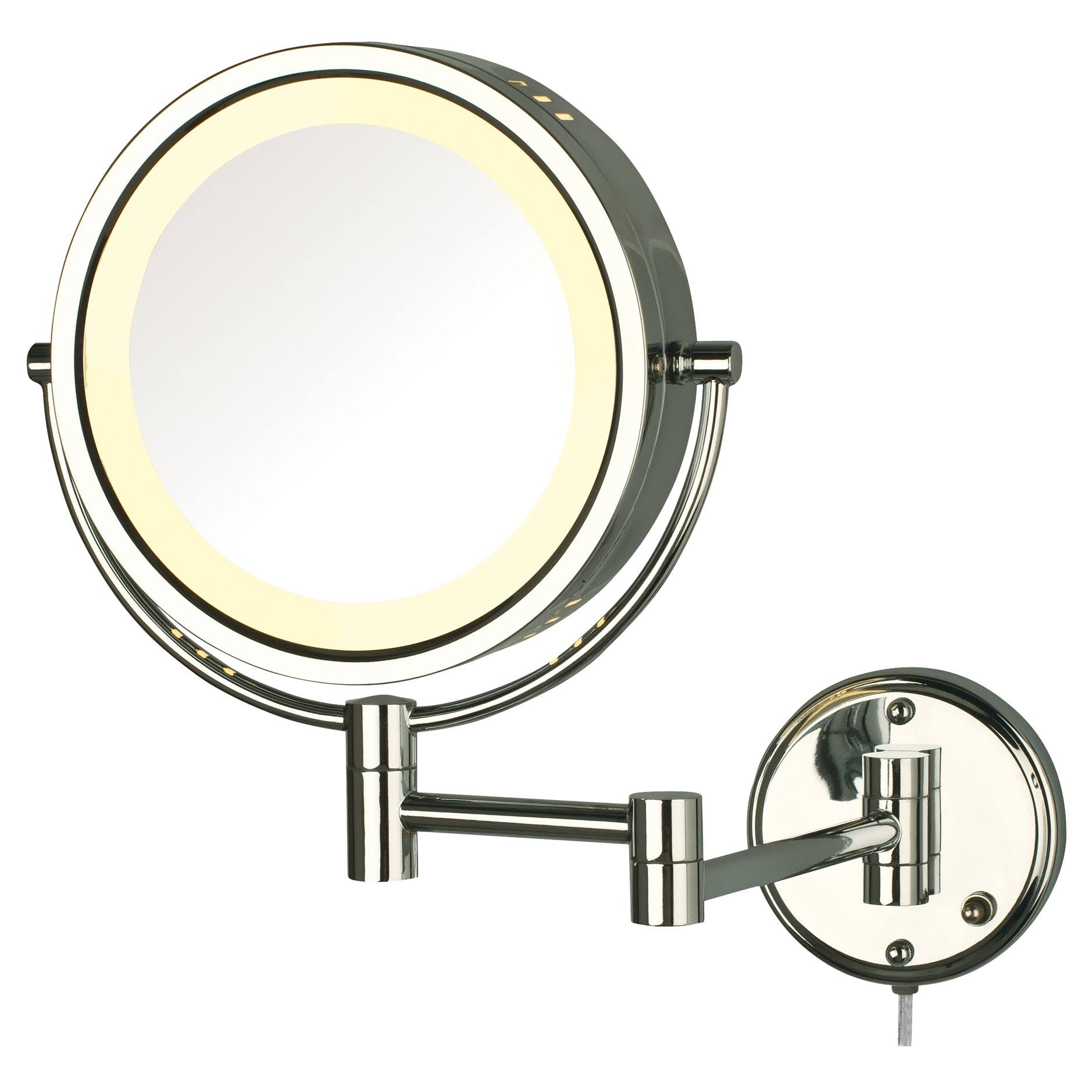 Jerdon 8X-1X Halo Lighted Wall Mount Mirror, Chrome - Hrazda