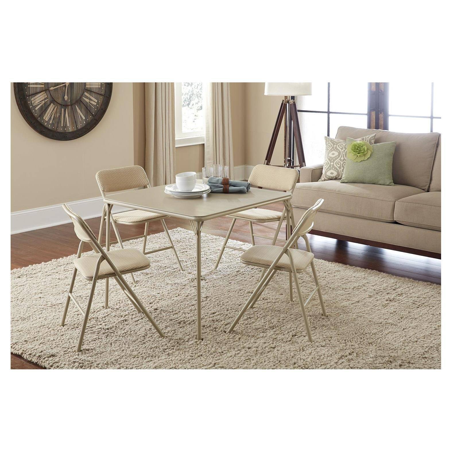 Cosco 5Piece Folding Table and Chair Set, Wheat Frgino