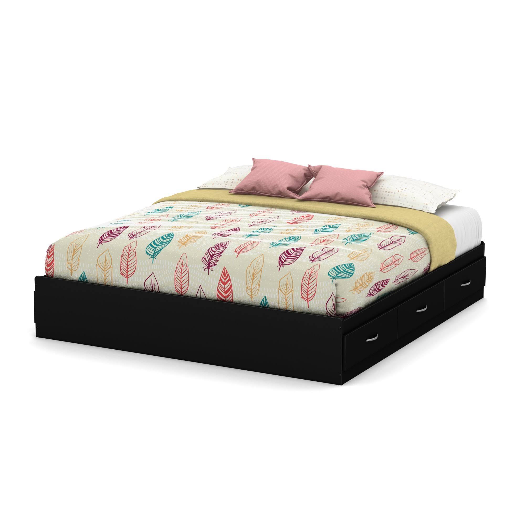 Step One Platform Bed With 6 Drawers - King - Pure Black - South Shore ...