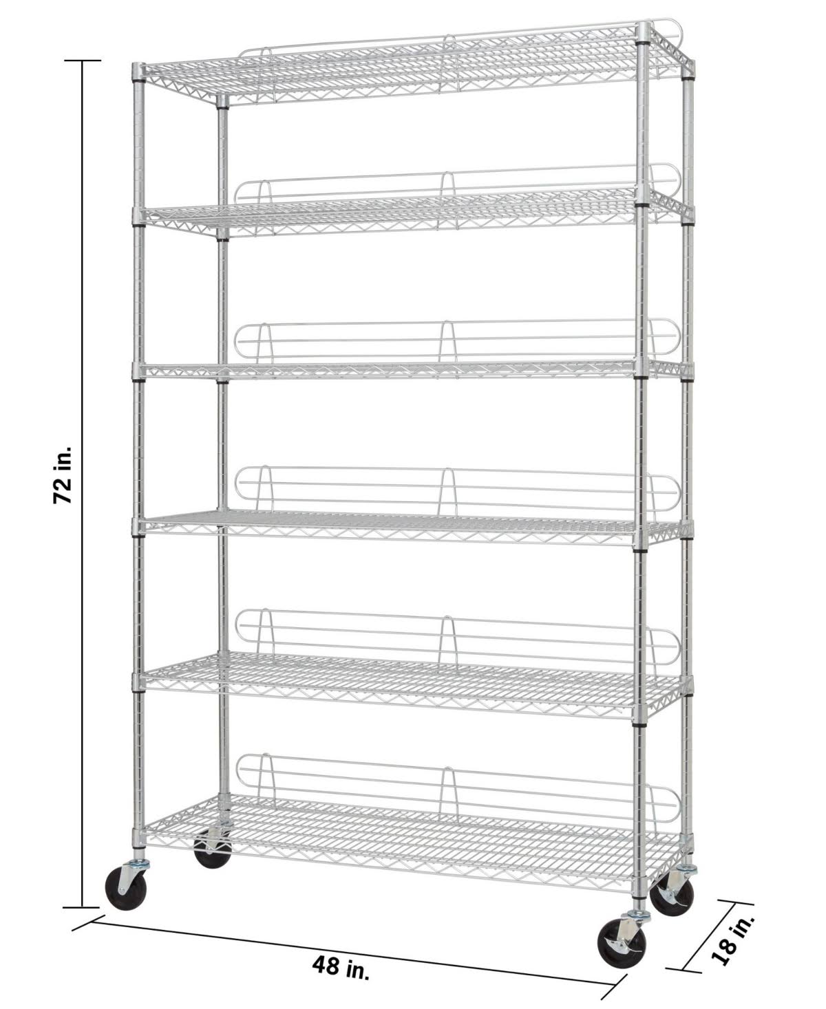 Trinity EcoStorage 6Tier Wire Shelving Rack with Wheels, Silver Frgino