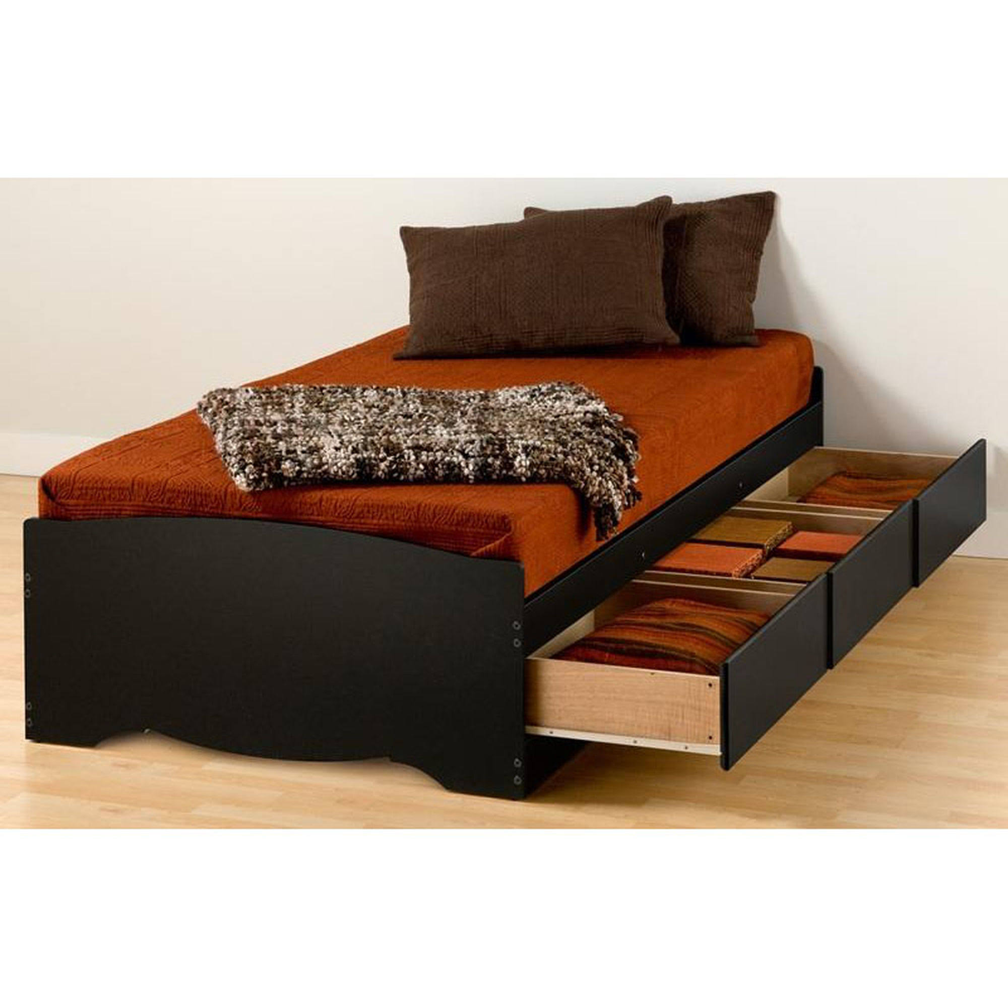 Prepac Black Twin XL Mate's Platform Storage Bed with 3 Drawers Hrazda