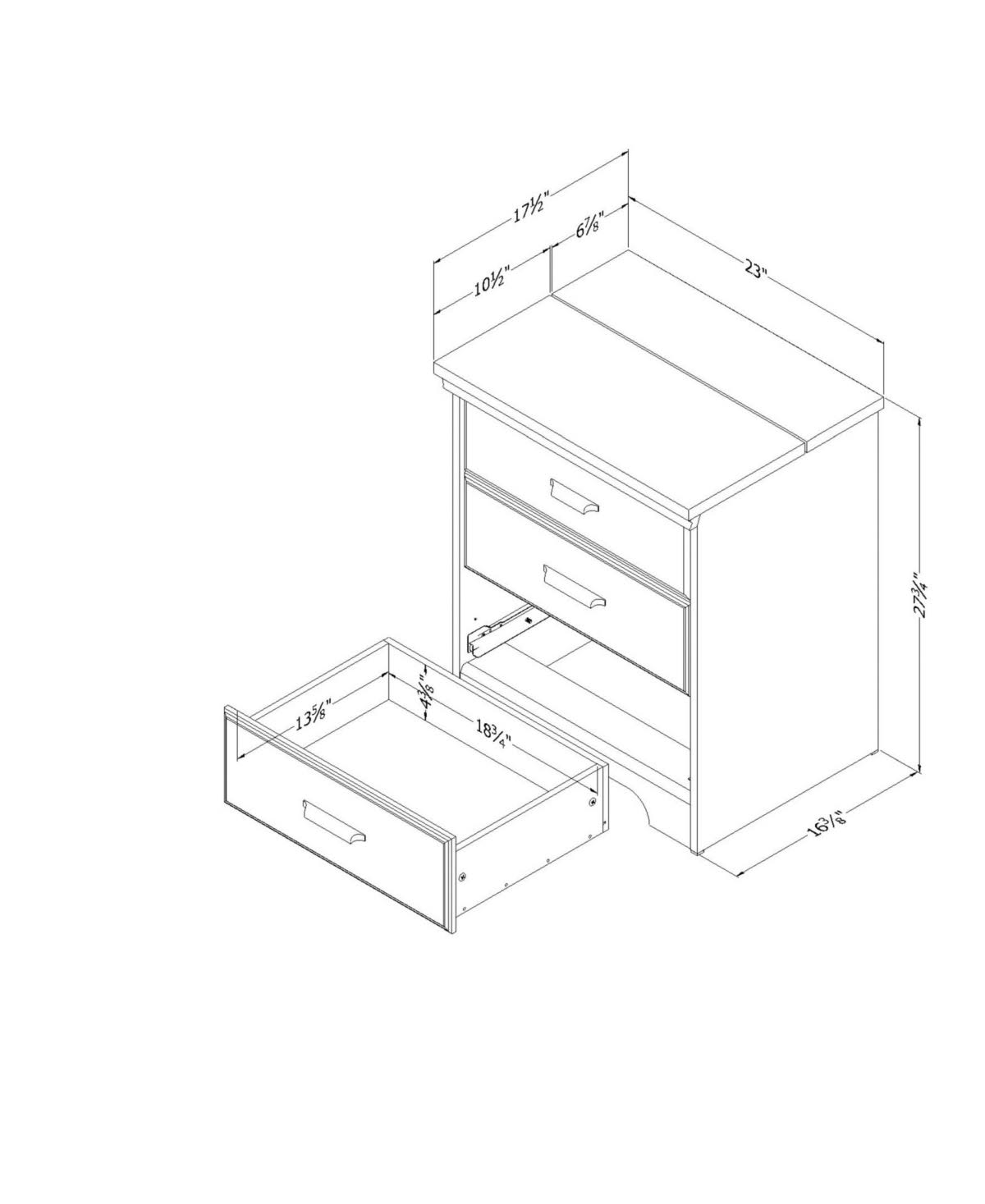 South Shore Versa Nightstand with Charging Station and Drawers, Gray