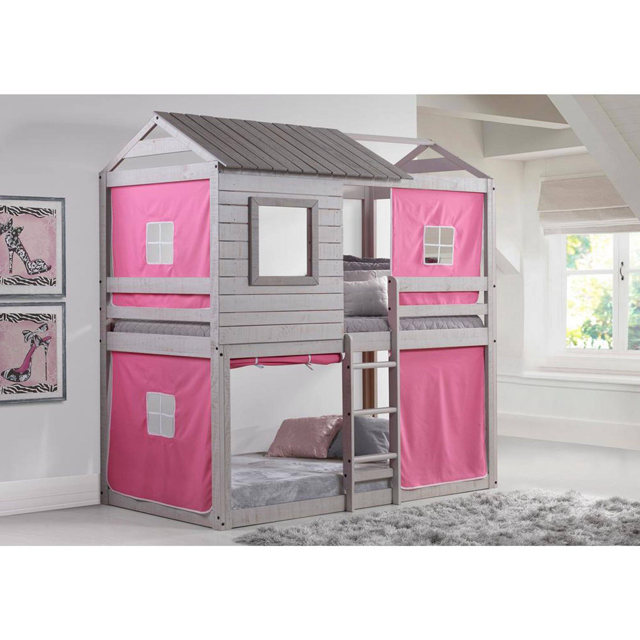 Donco Kids Deer Blind Pink Tent Twin Bunk Bed Loft Hrazda