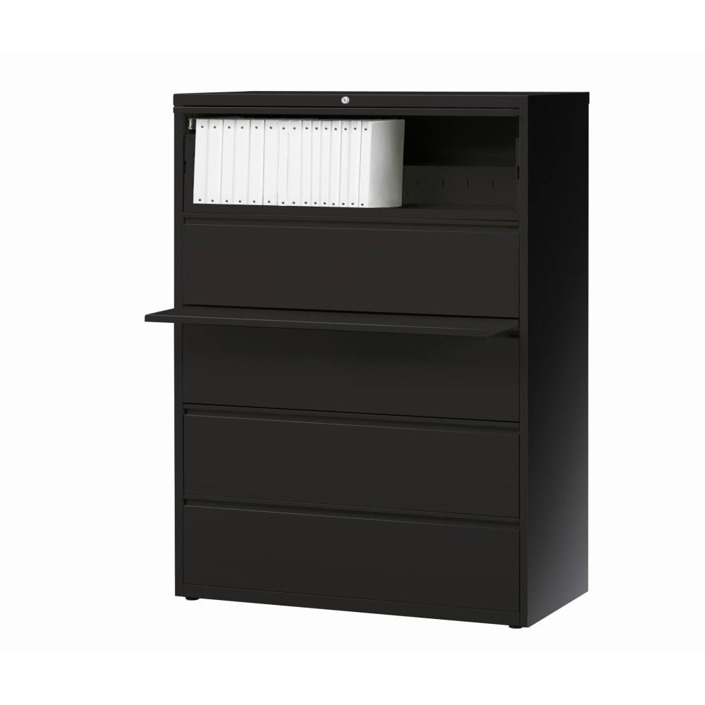WorkPro 42"W 5Drawer Metal Lateral File Black Cirtcod